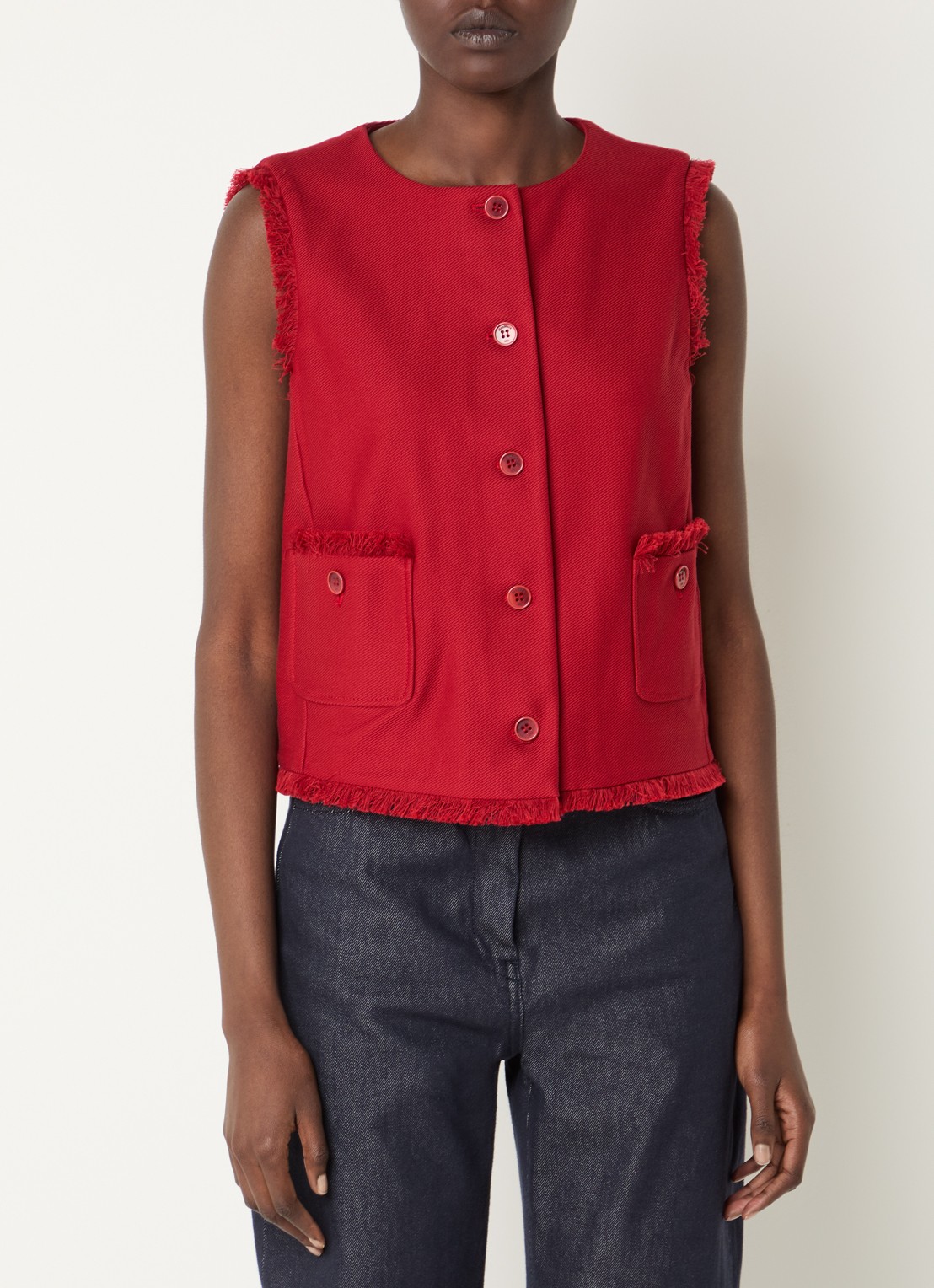 Max Mara Sumero top met opgestikte zakken - detail 4 rood