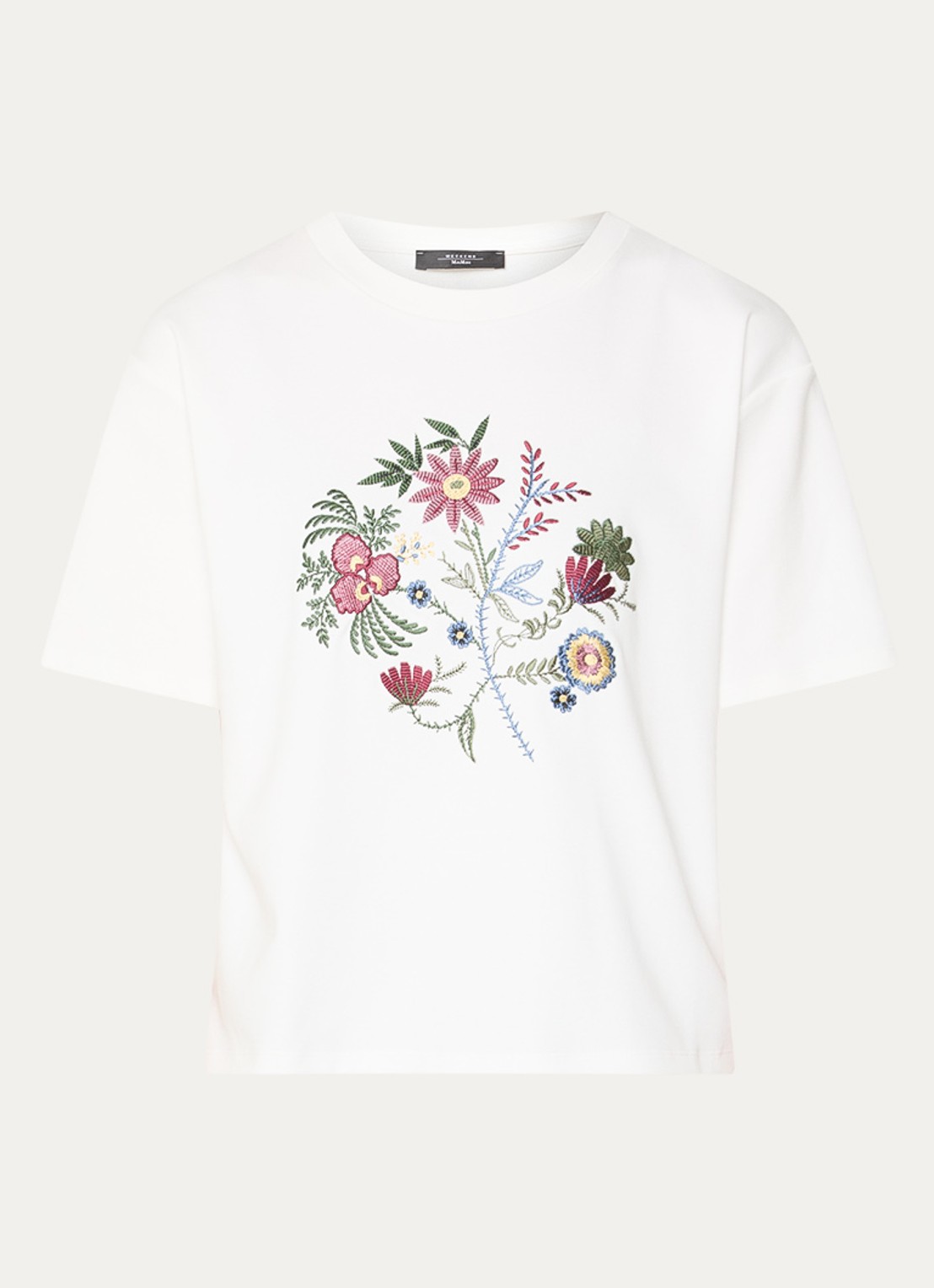 Max Mara T-shirt met borduring - voorkant wit