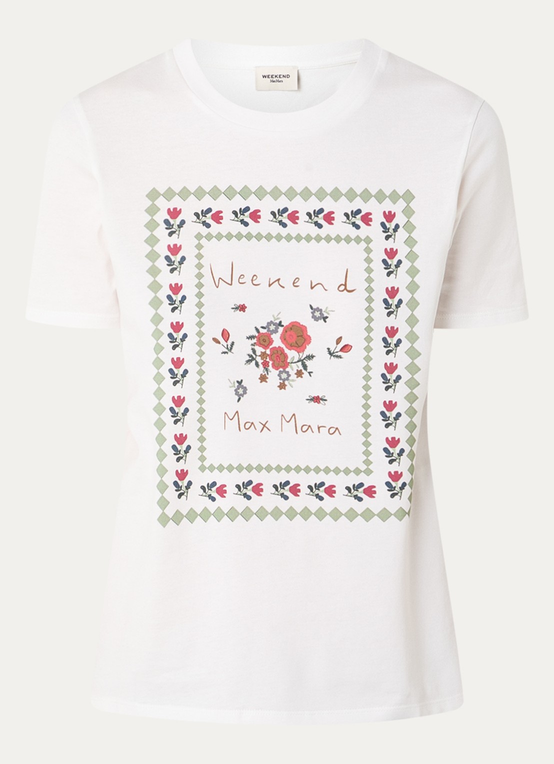 Max Mara T-shirt met logoprint - voorkant 3 wit