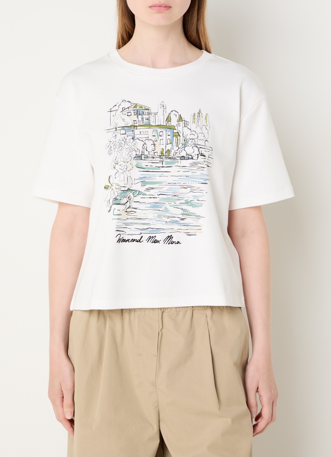 Max Mara T-shirt met logoprint - detail 3 wit