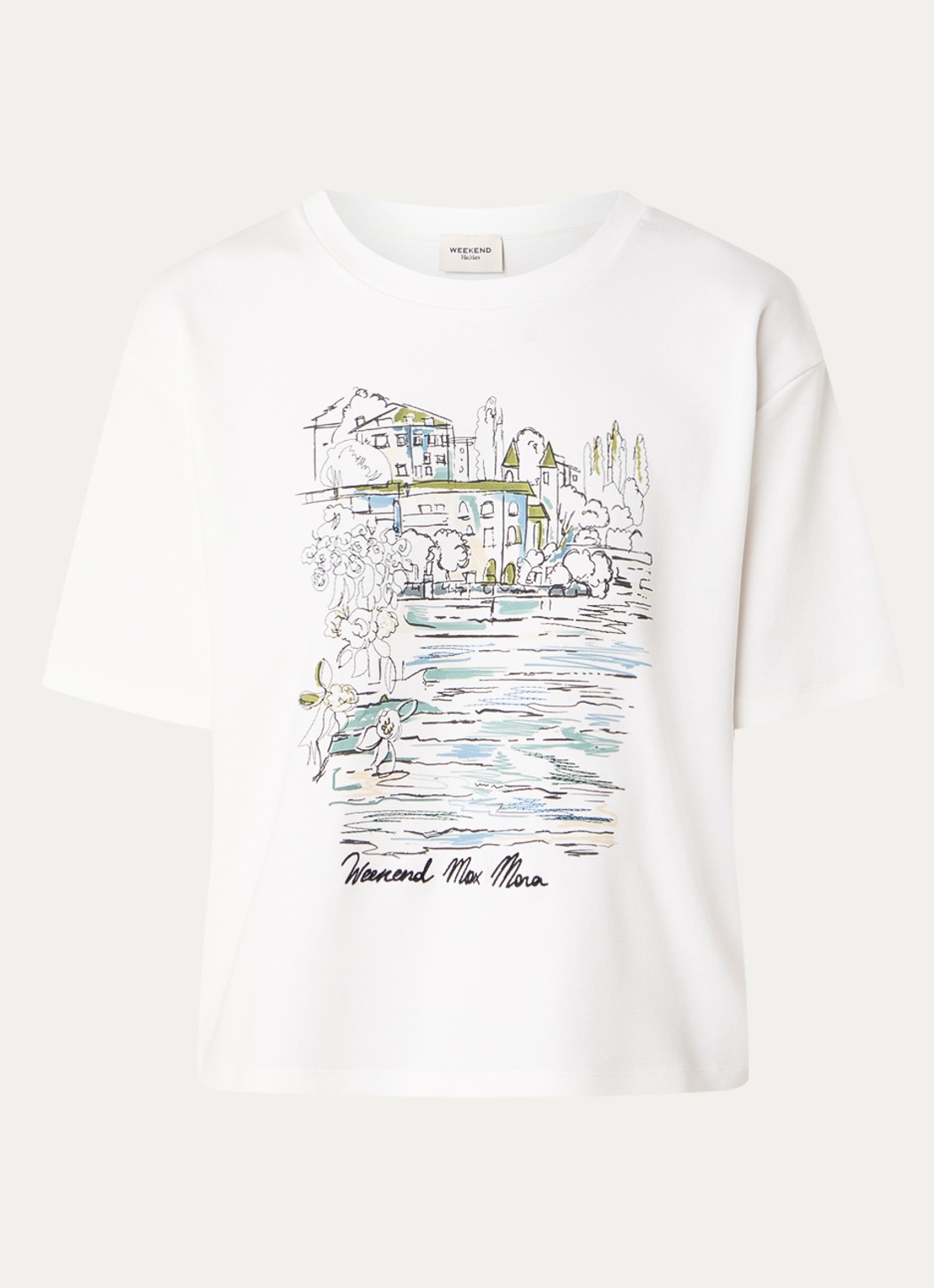 Max Mara T-shirt met logoprint - voorkant wit