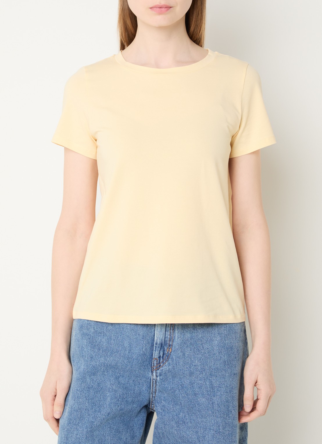 Max Mara T-shirt met ronde hals - detail 4 lichtgeel