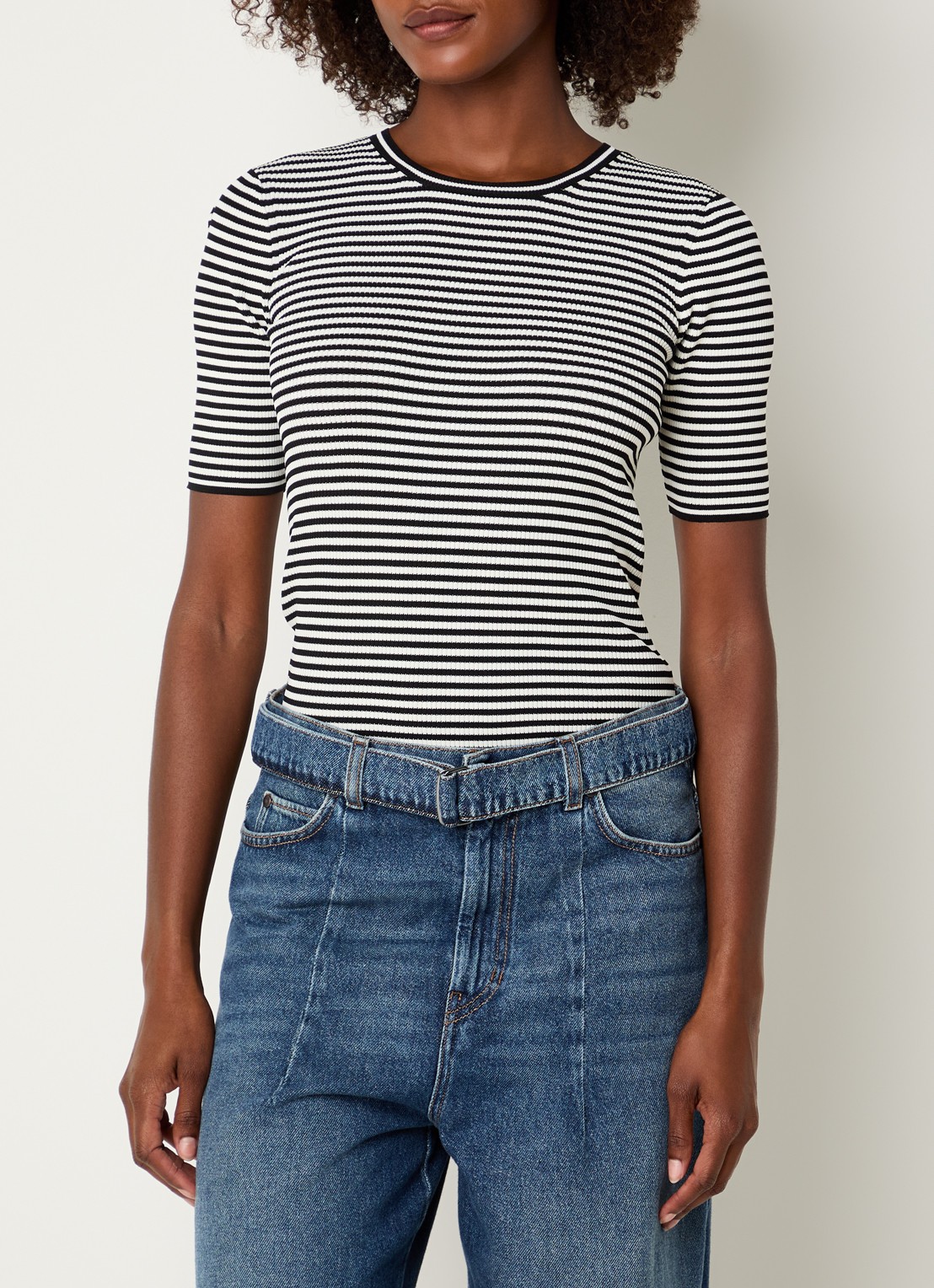 Max Mara T-shirt met streepprint - detail 4 zwart