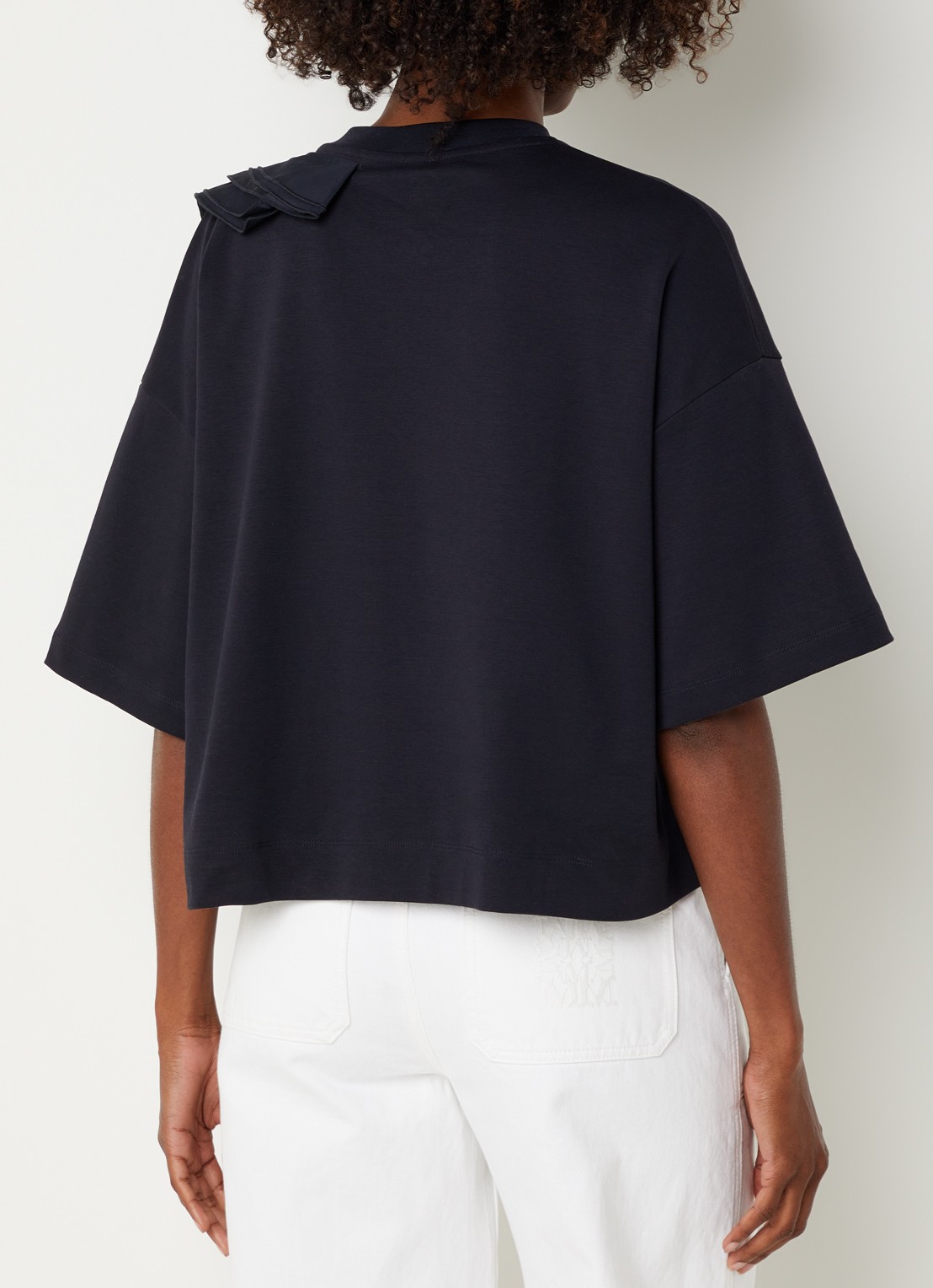 Max Mara T-shirt met volant - achterkant 2 donkerblauw