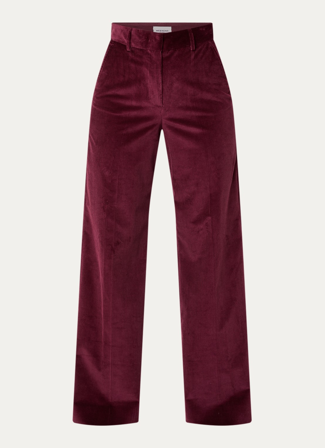 Max Mara Tania high waist wide fit broek van corduroy met steekzakken - voorkant 3 bordeauxrood