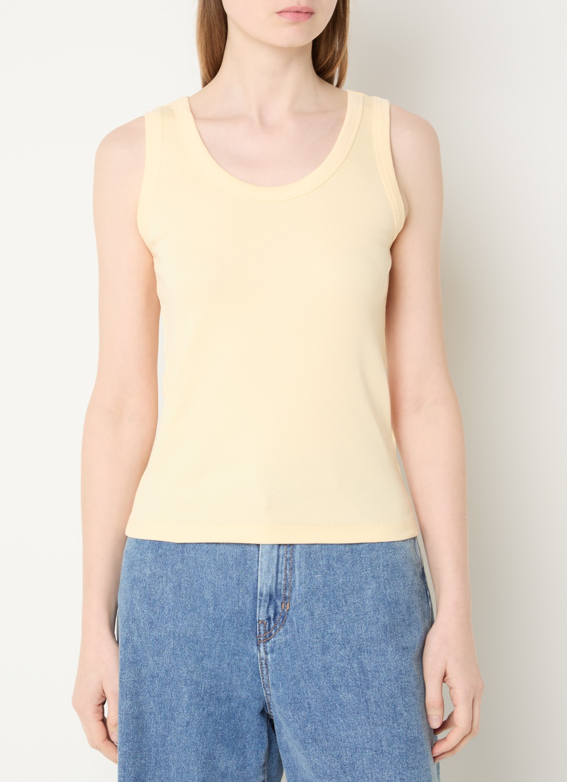 Max Mara Tank top met stretch - detail 2 lichtgeel