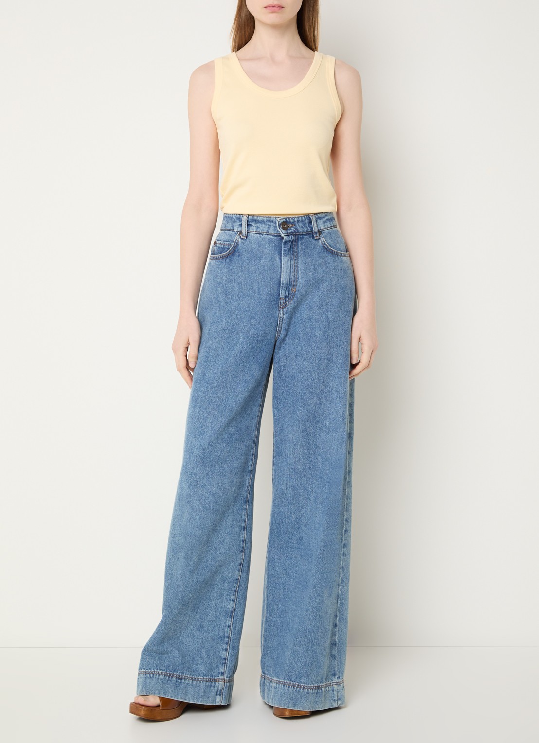 Max Mara Tank top met stretch - voorkant 4 lichtgeel
