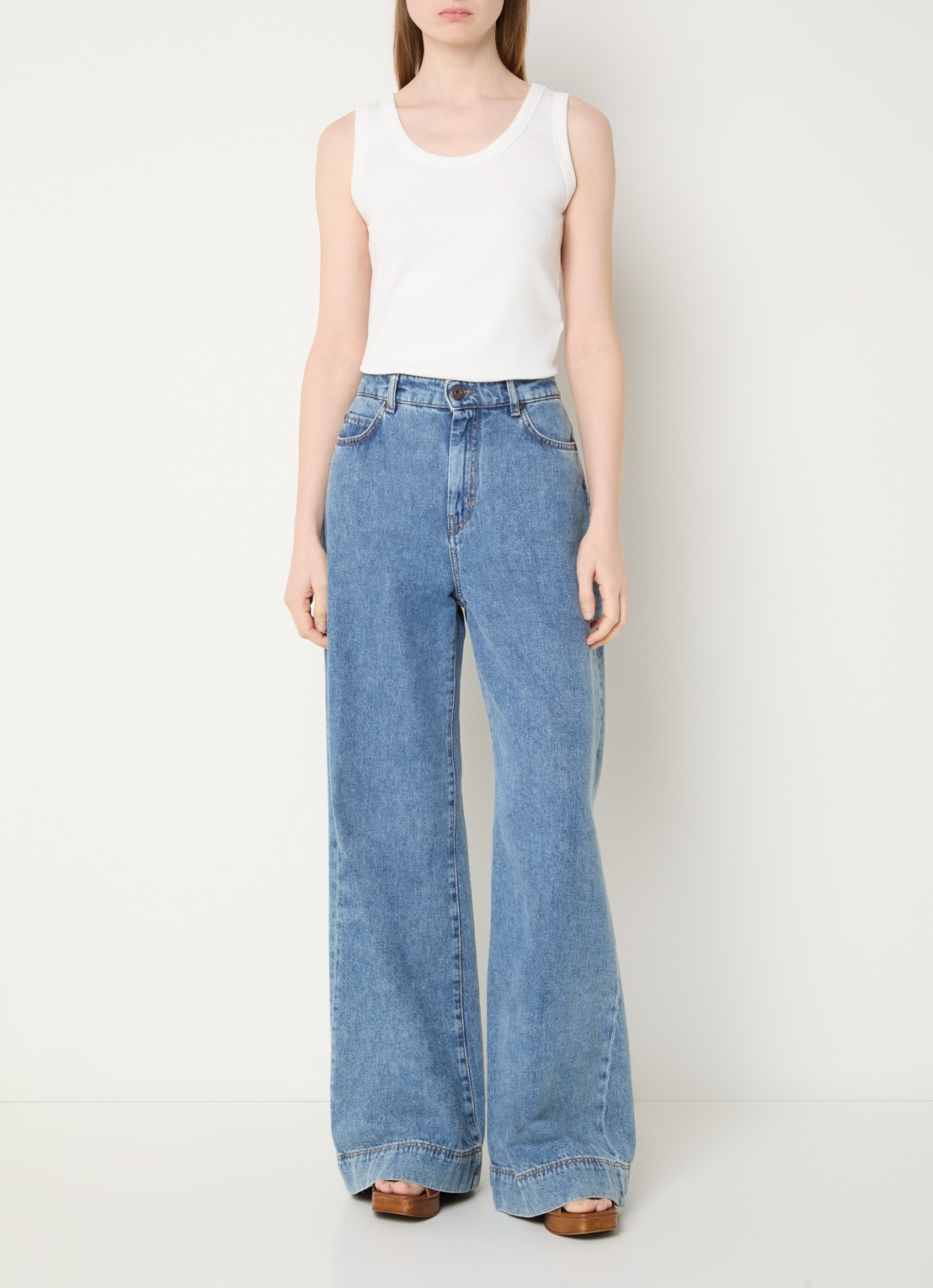 Max Mara Tank top met stretch - voorkant 2 wit