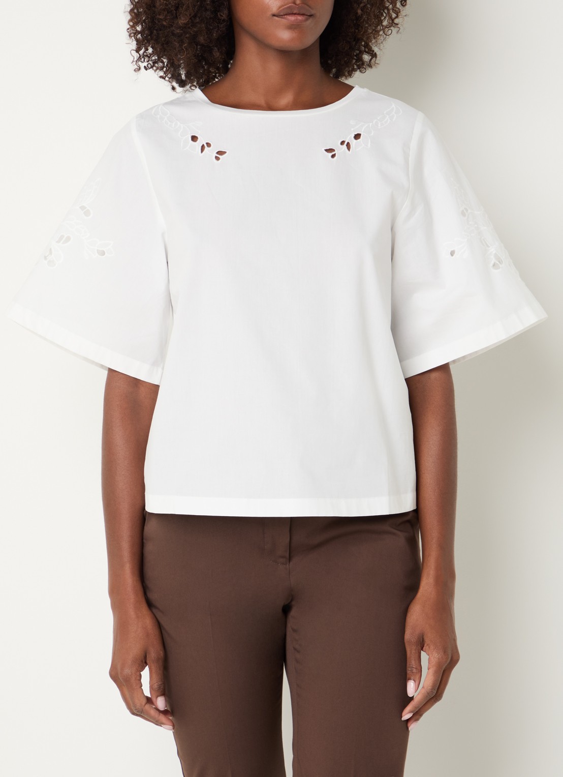 Max Mara Targa tuniek met broderie - detail 4 wit