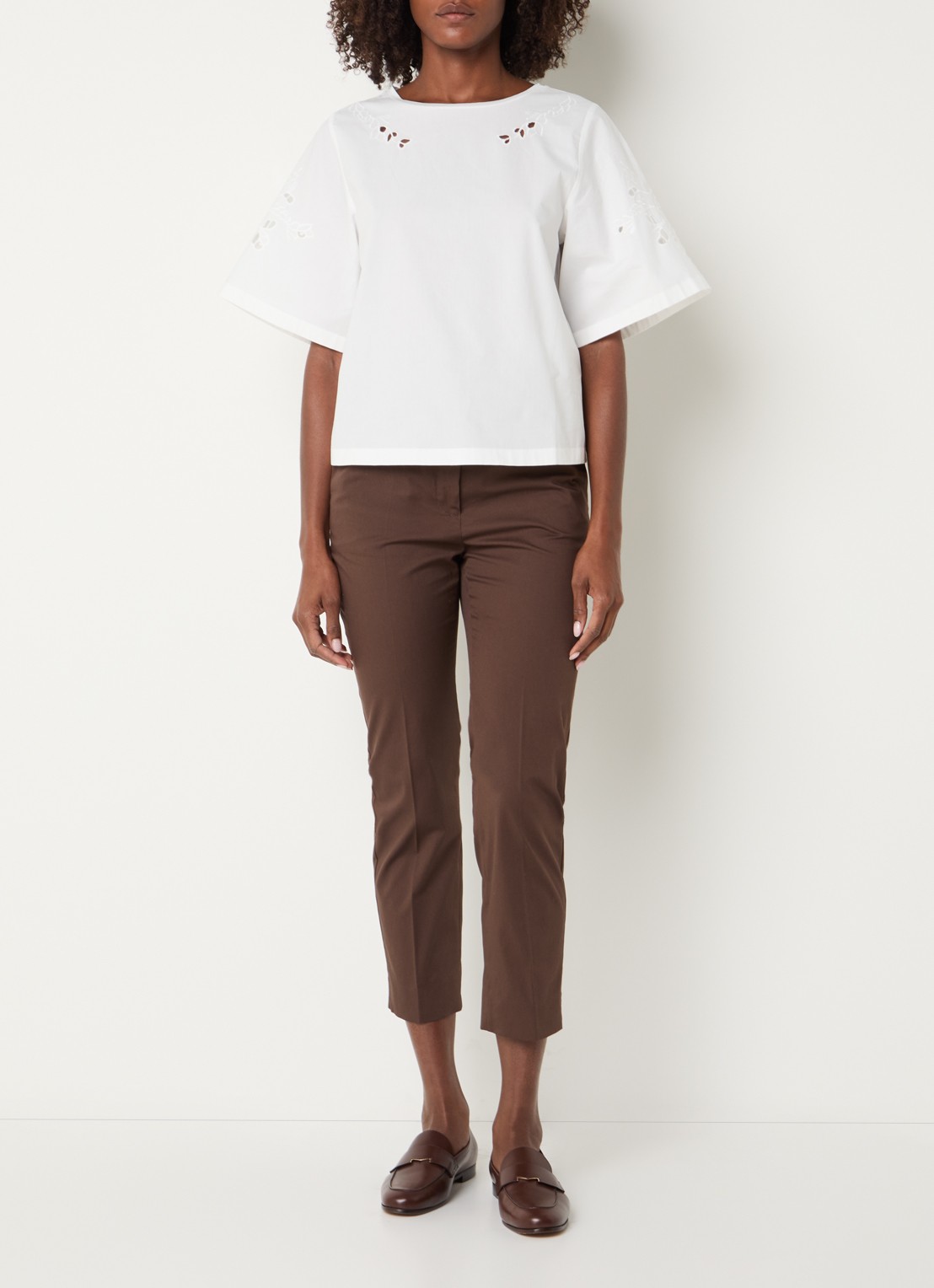 Max Mara Targa tuniek met broderie - voorkant 3 wit