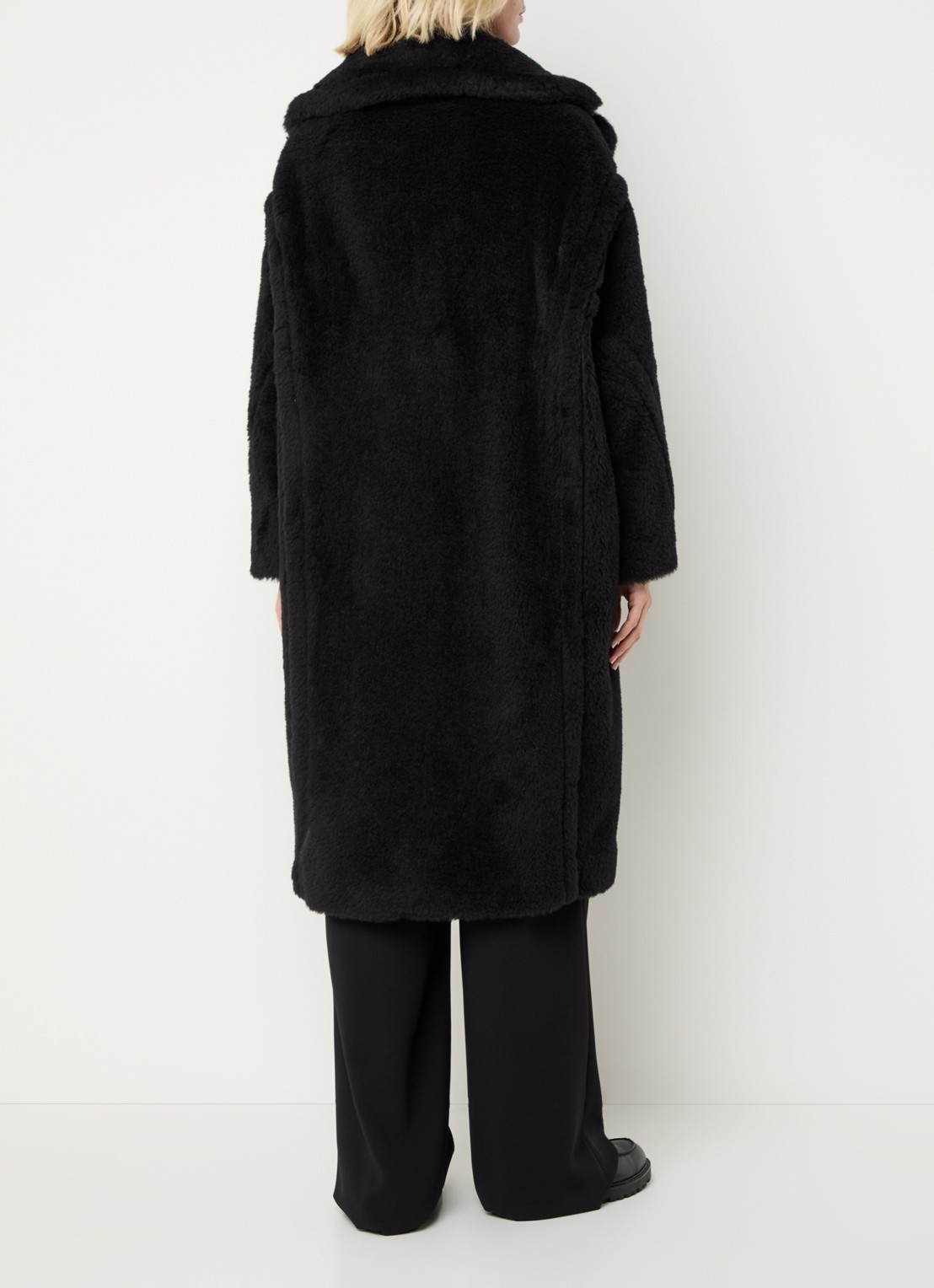 Max Mara Tedgirl mantel in alpaca wolblend met steekzakken - achterkant 2 zwart