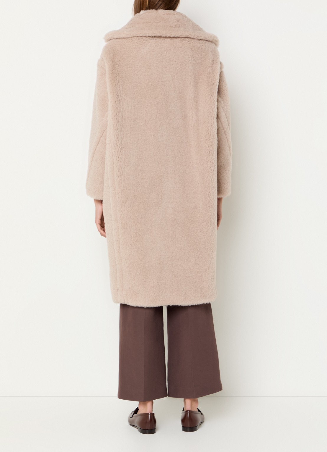 Max Mara Tedgirl mantel in alpaca wolblend met steekzakken - achterkant donkerbeige
