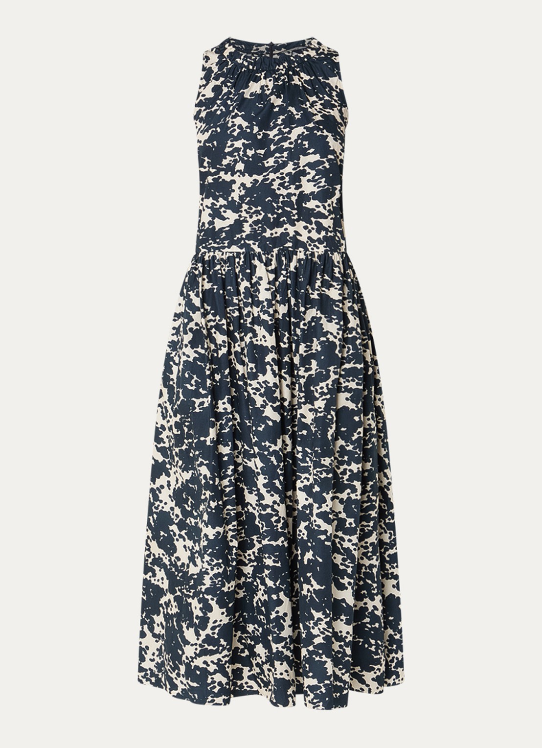 Max Mara Teresa midi jurk met print - voorkant 3 donkerblauw