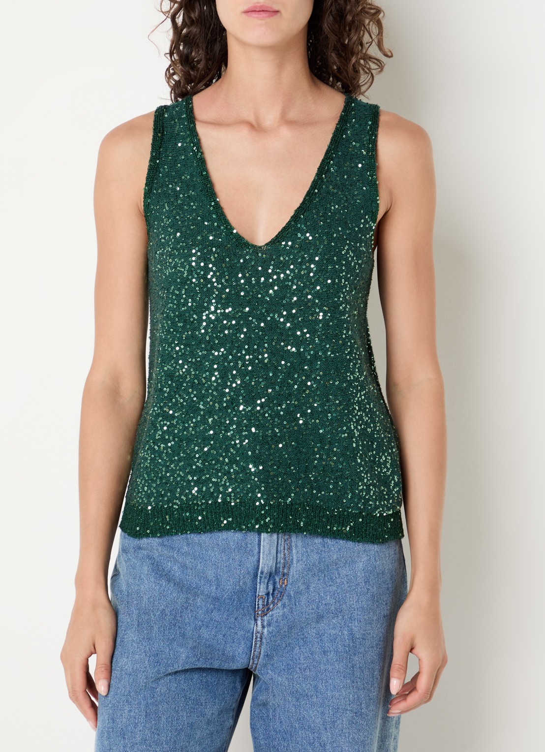 Max Mara Top met pailletten - detail 2 groen