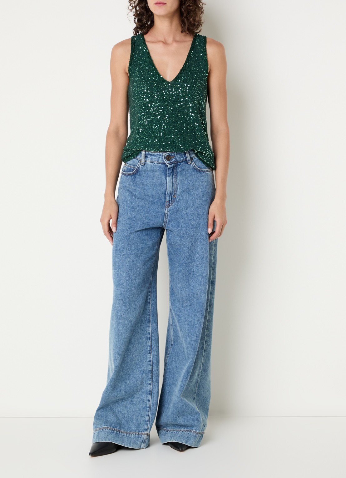 Max Mara Top met pailletten - voorkant 4 groen