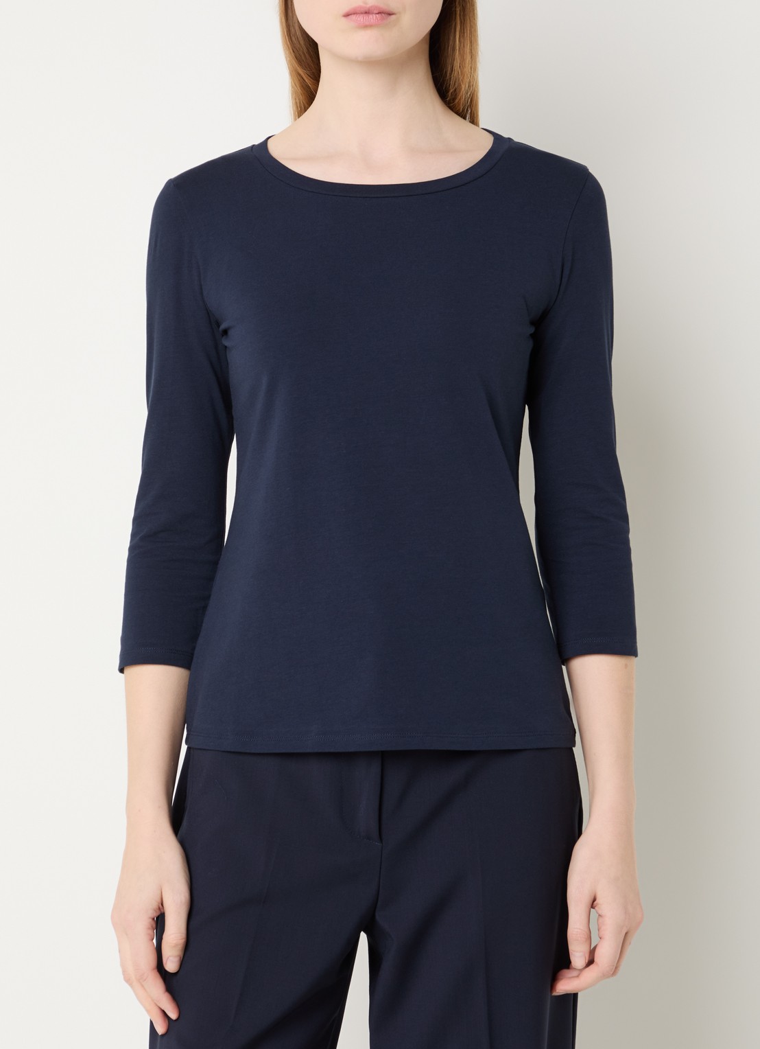 Max Mara Top met ronde hals - detail 3 donkerblauw
