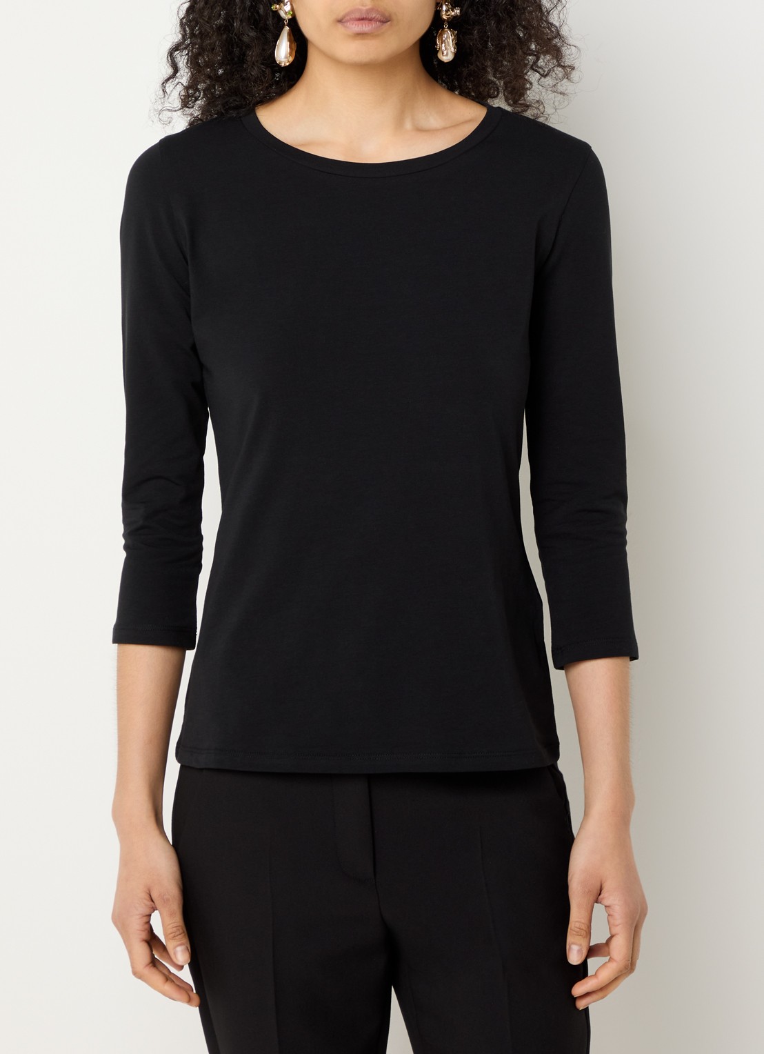 Max Mara Top met ronde hals - detail 3 zwart