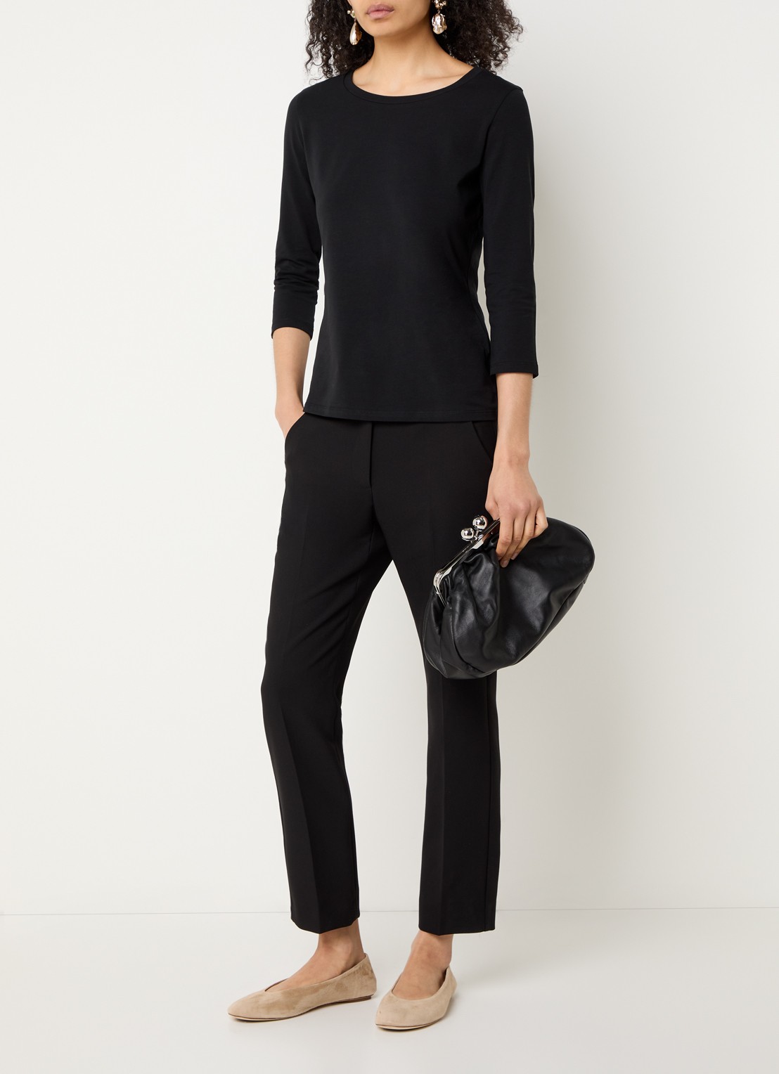 Max Mara Top met ronde hals - voorkant 2 zwart