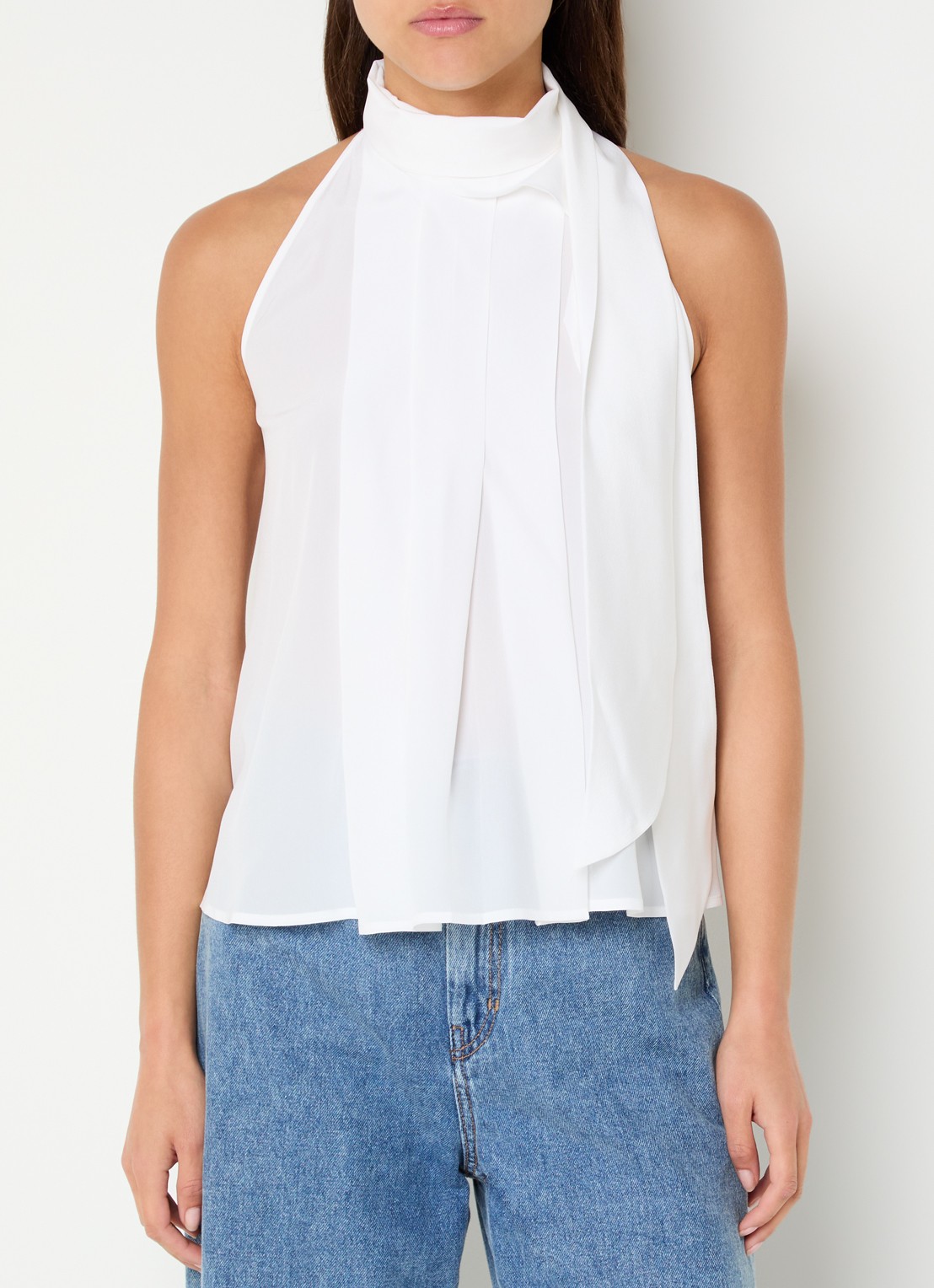 Max Mara Top met sjaalkraag - detail gebroken wit