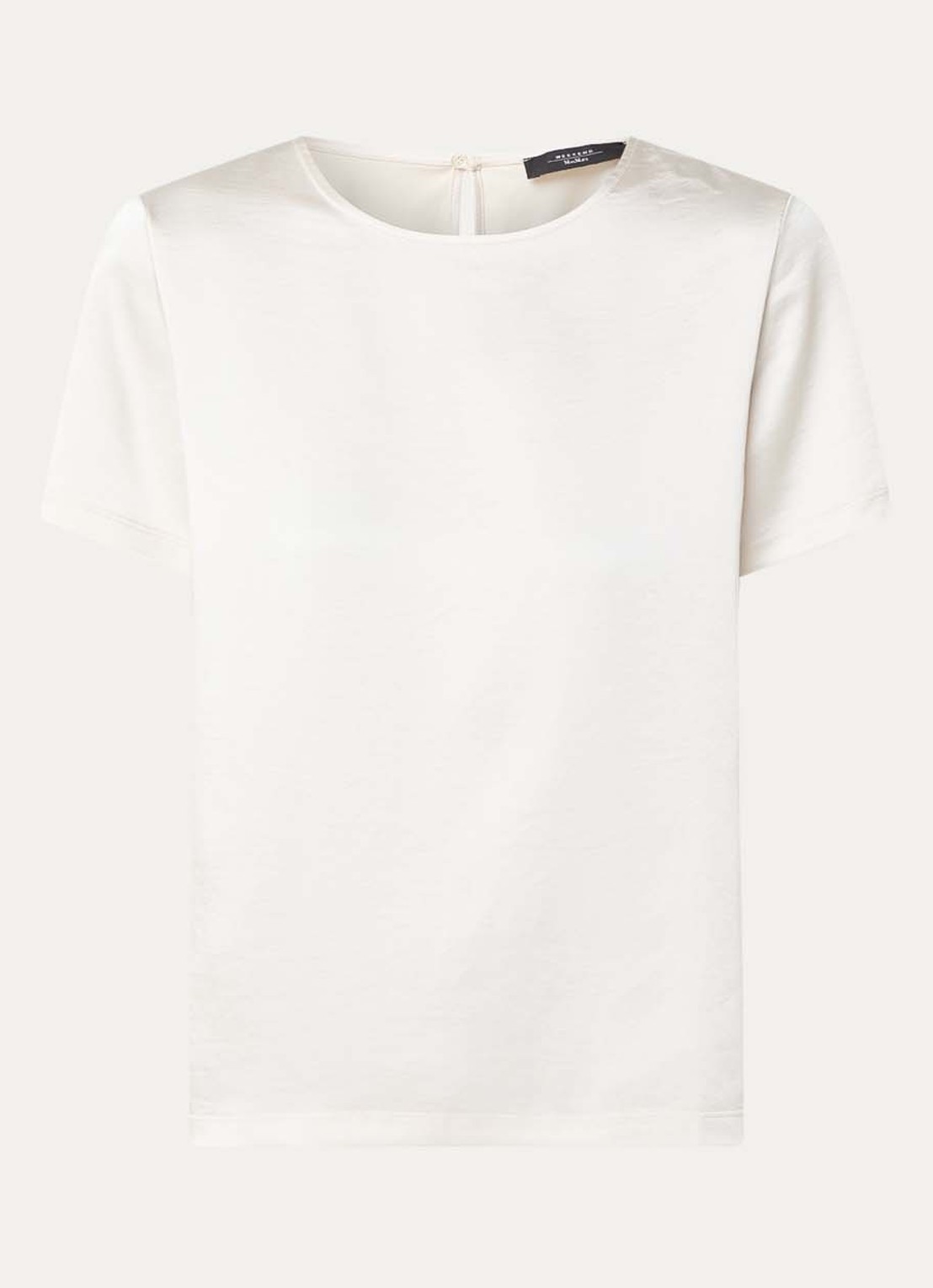 Max Mara Top van satijn met ronde hals - voorkant 2 creme
