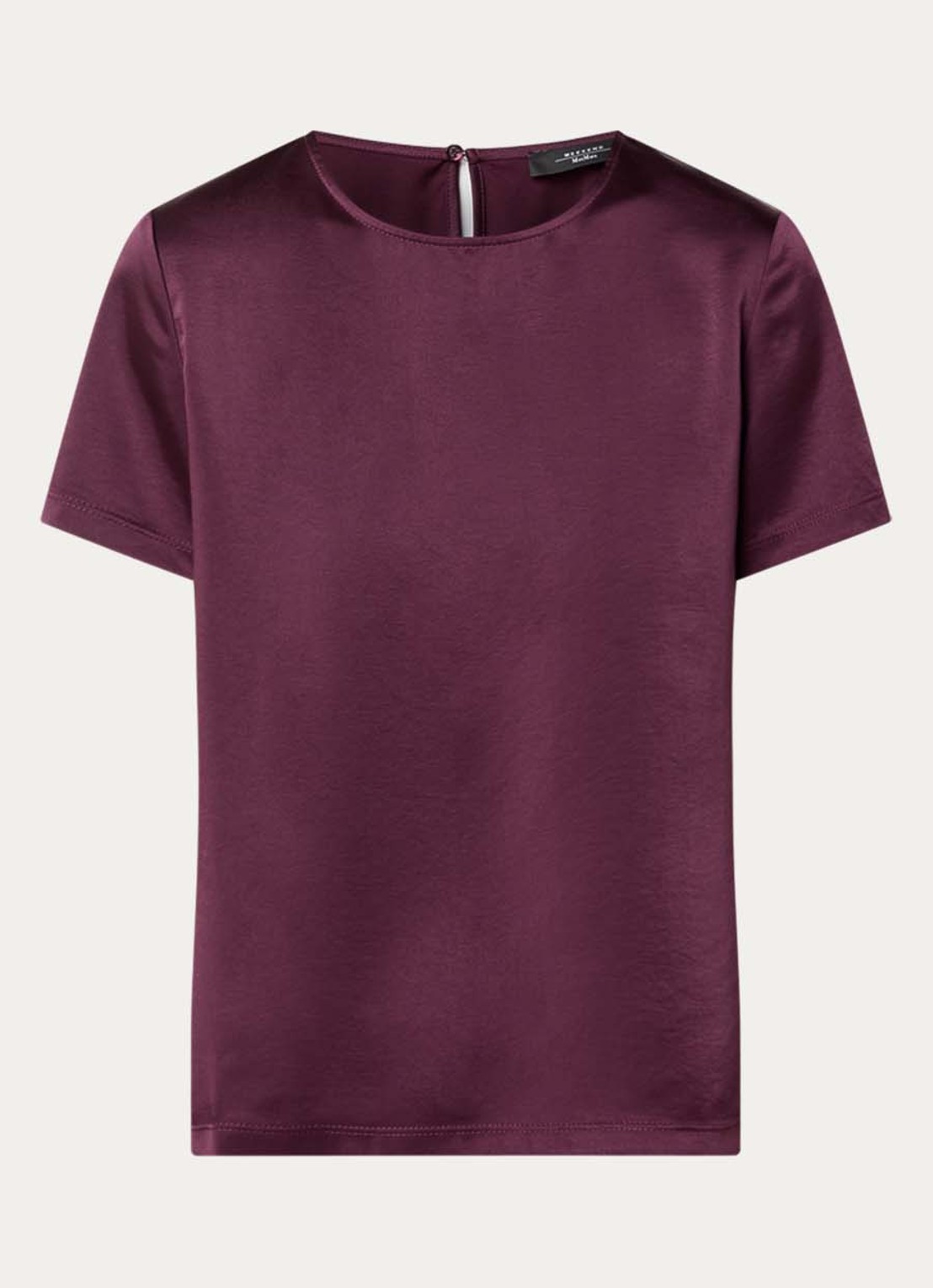 Max Mara Top van satijn met ronde hals - voorkant 3 bordeauxrood