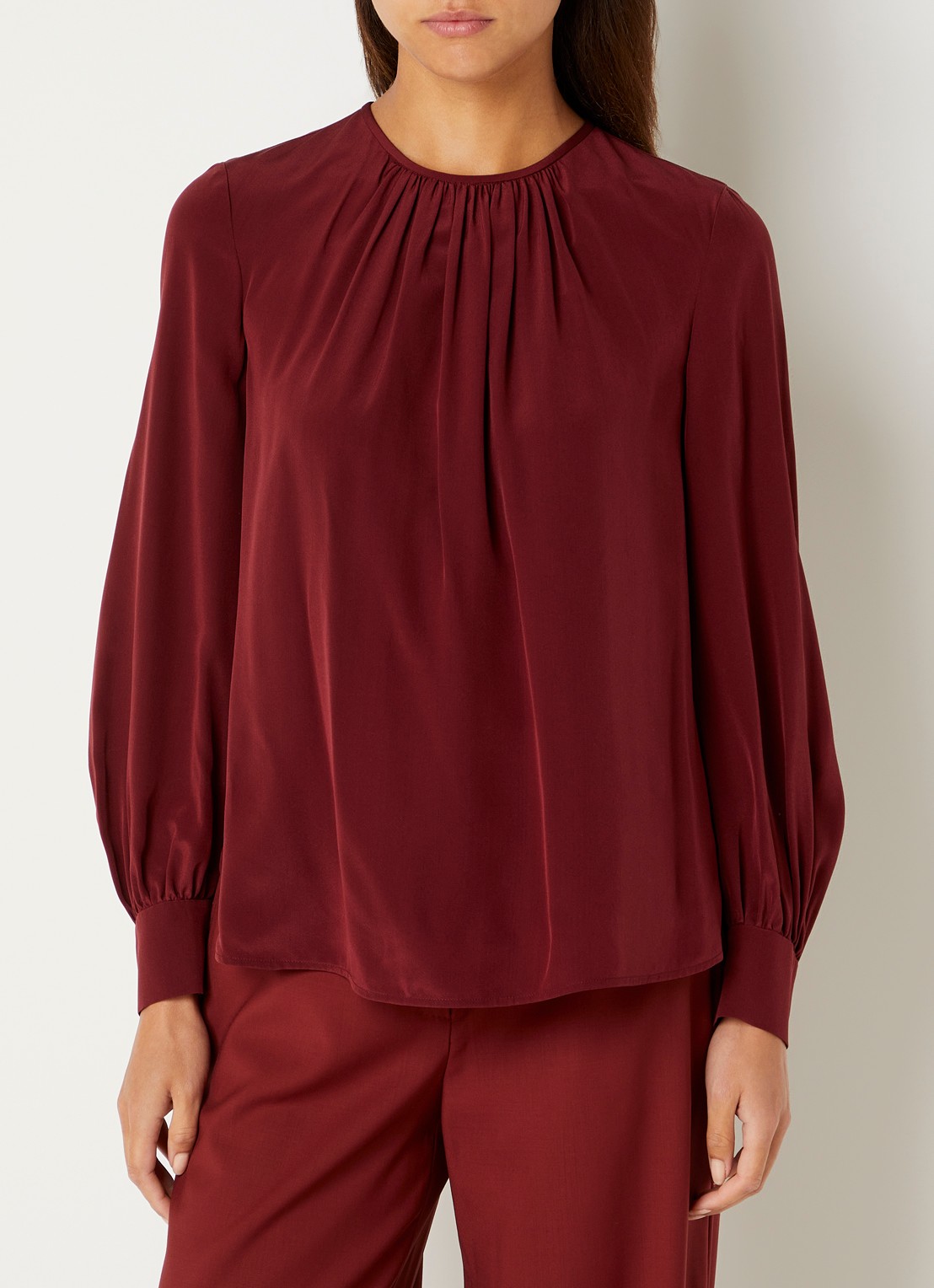 Max Mara Top van zijde - detail 4 bordeauxrood