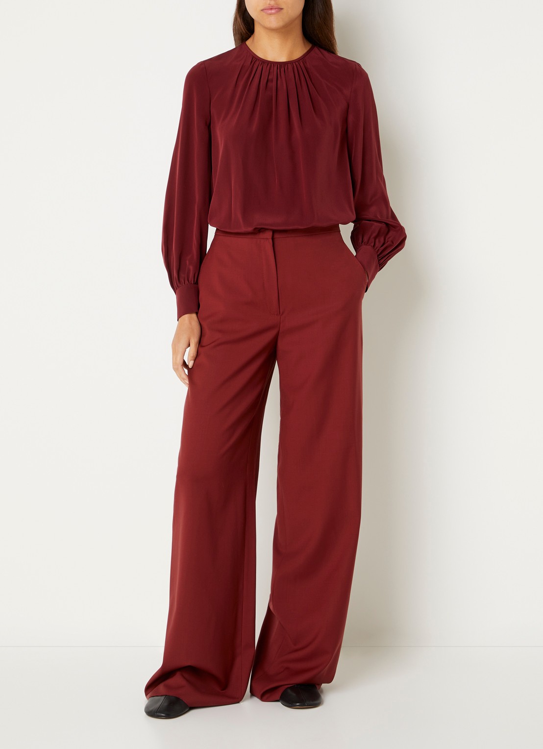 Max Mara Top van zijde - voorkant 3 bordeauxrood