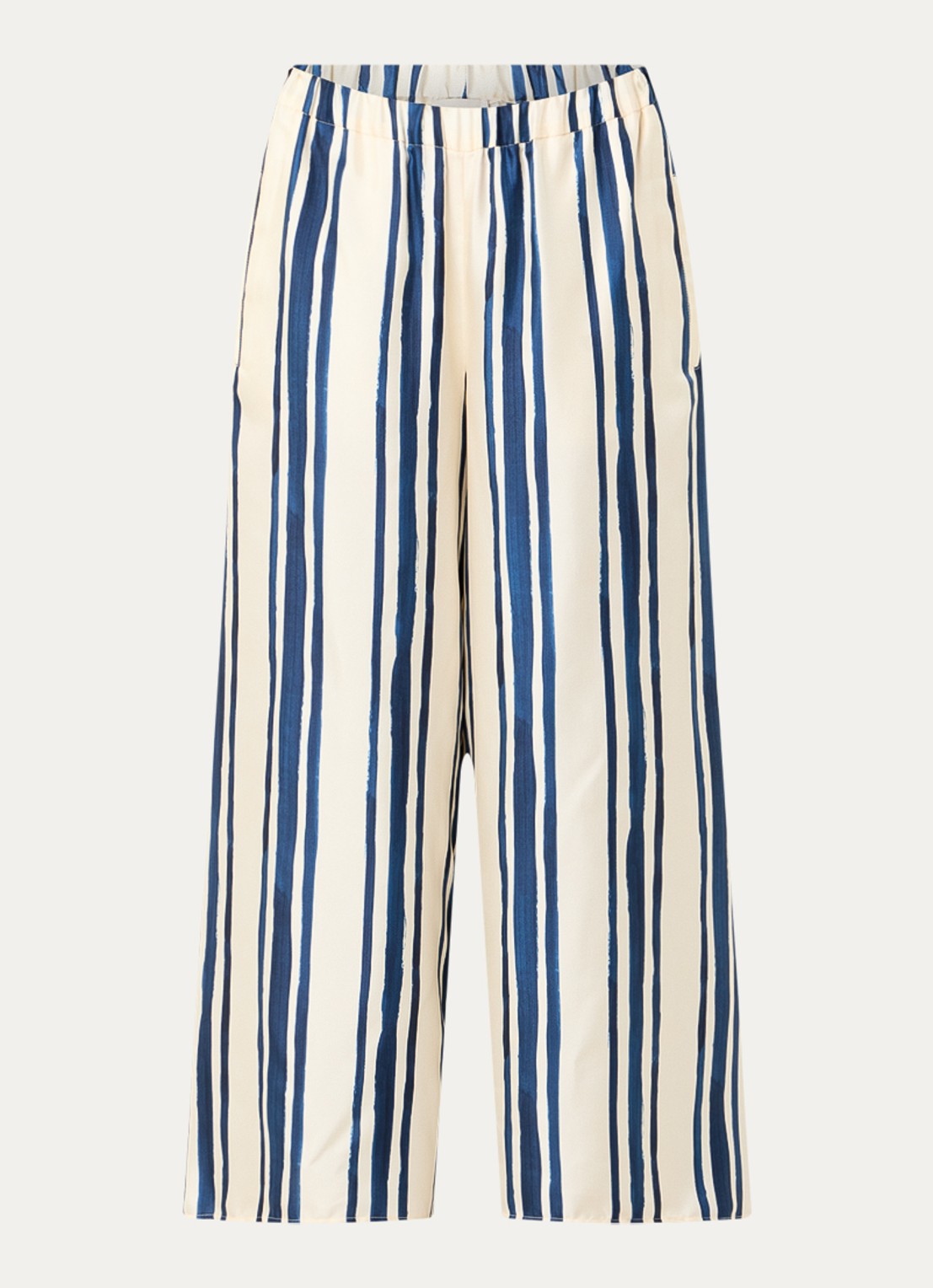 Max Mara Tortona high waist wide fit pantalon van zijde met streepprint - voorkant 3 blauw