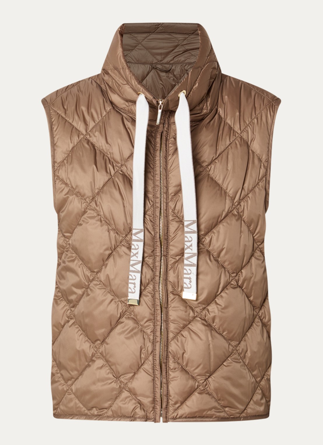 Max Mara Tregic bodywarmer met quilt patroon - voorkant camel