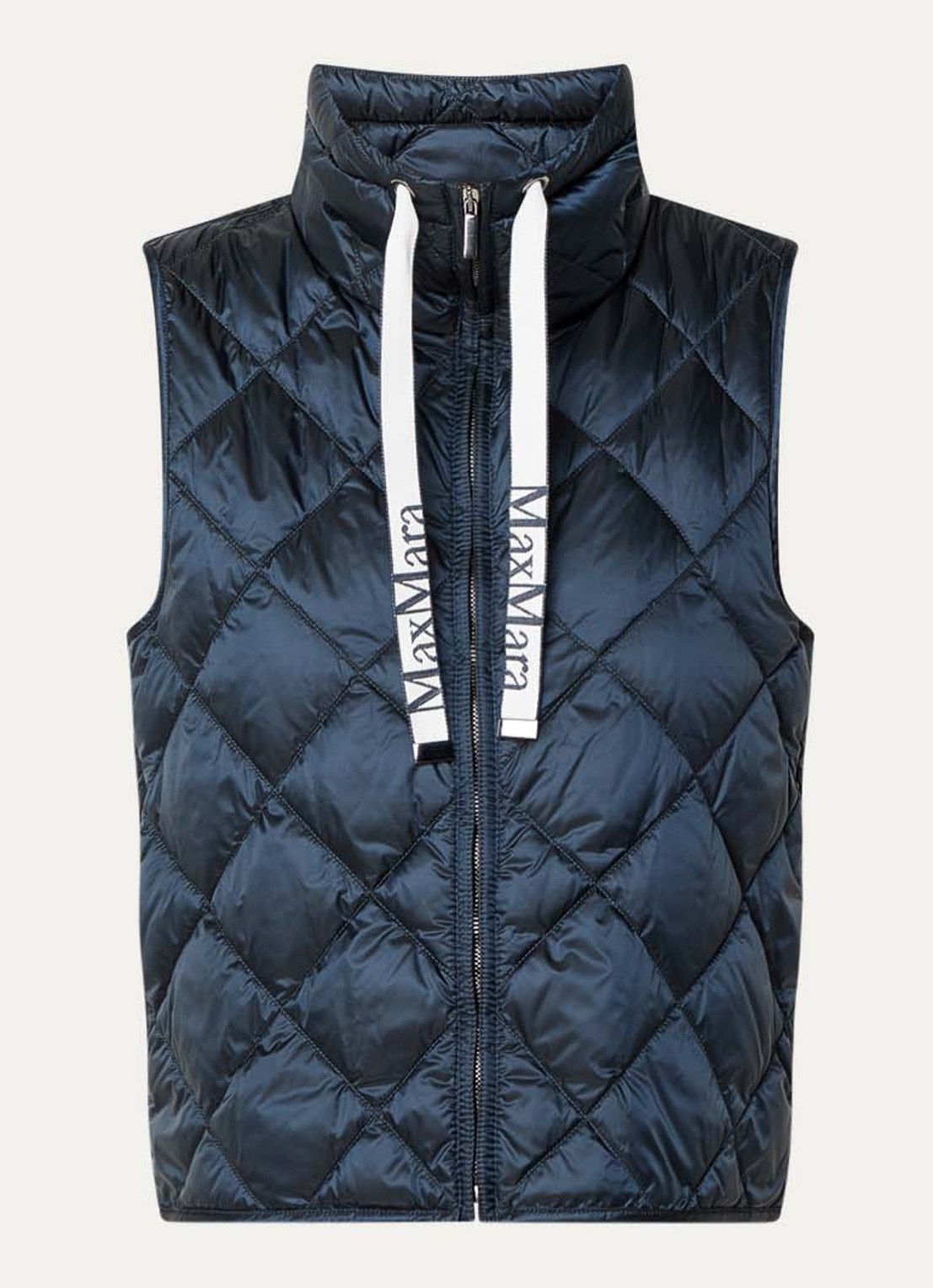 Max Mara Tregic gewatteerde bodywarmer met quilt patroon - voorkant 2 donkerblauw