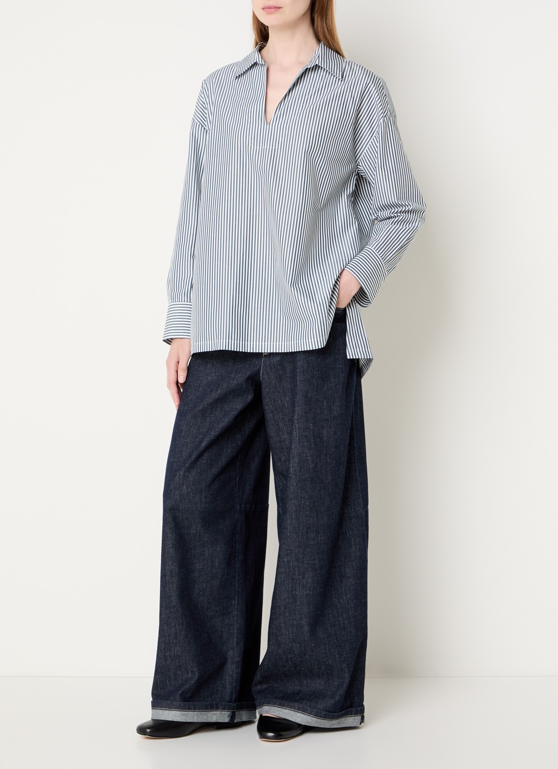 Max Mara Tuniek met streepprint - voorkant 2 groen