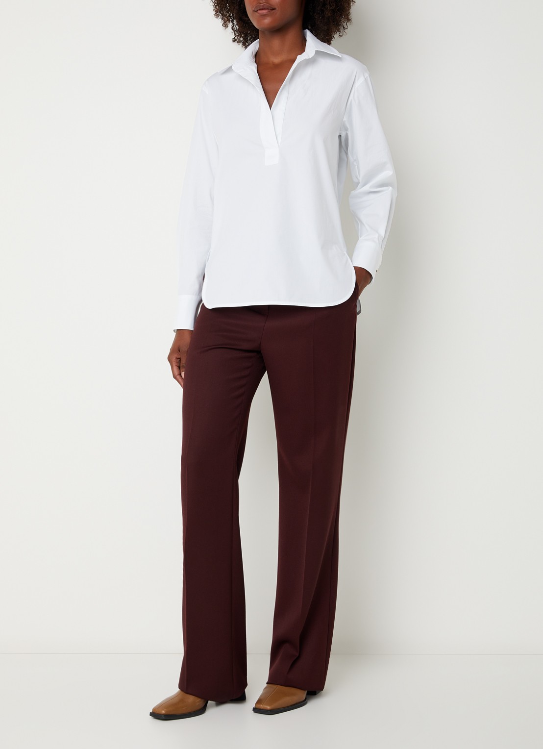 Max Mara Tuniek met V-hals - voorkant 3 wit
