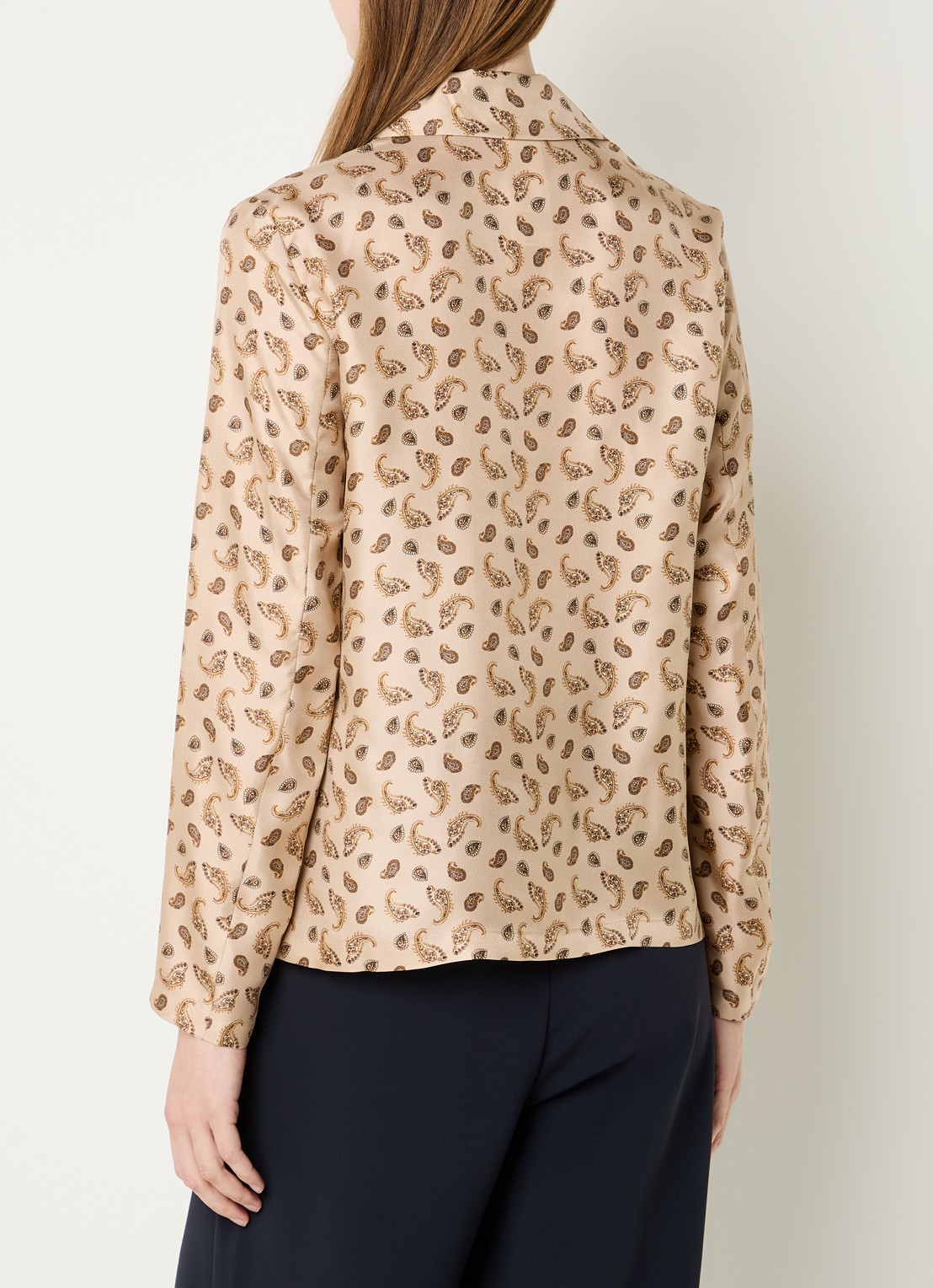 Max Mara Udente blouse van zijde met paisley dessin - achterkant beige