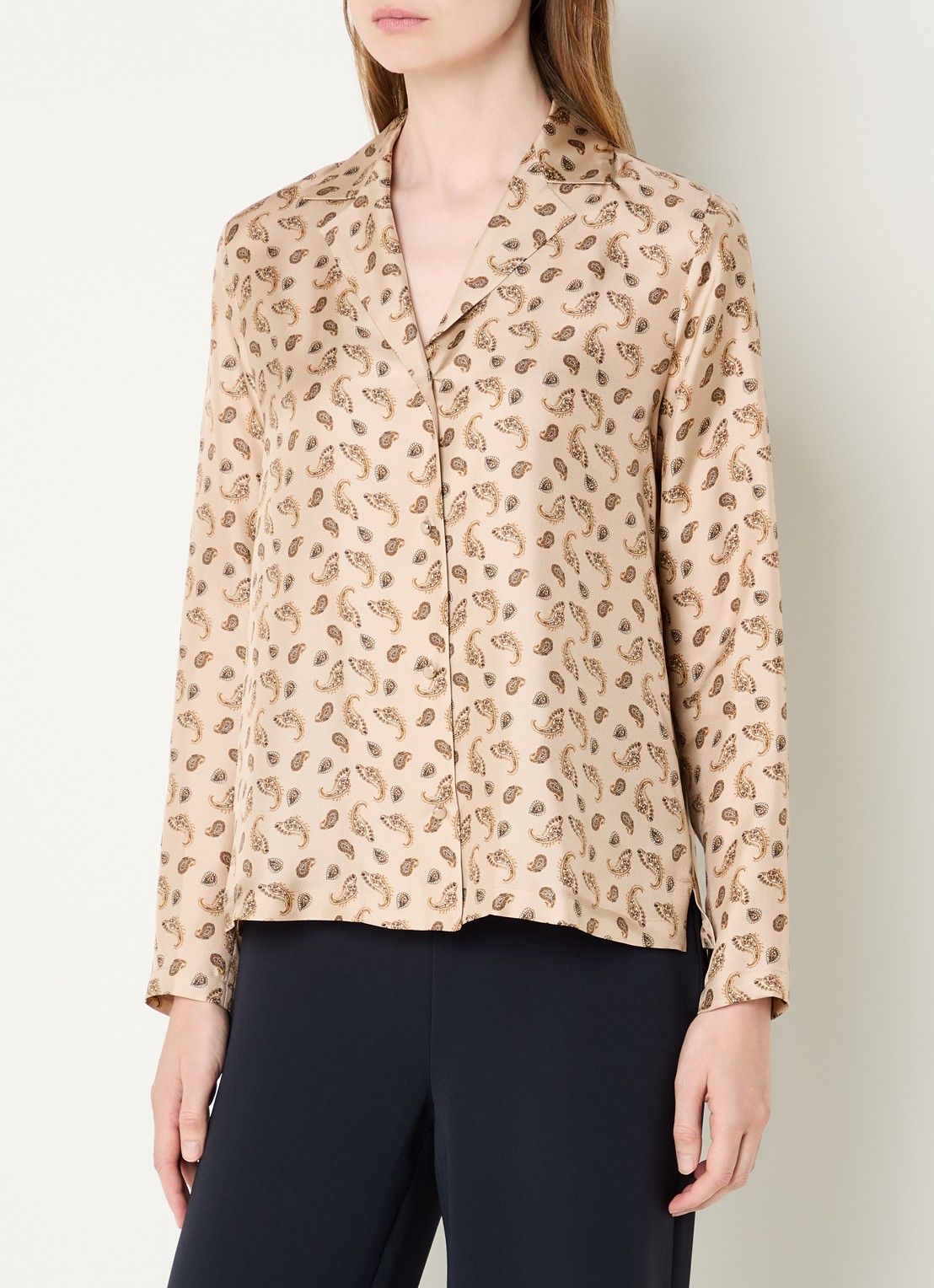 Max Mara Udente blouse van zijde met paisley dessin - detail 4 beige