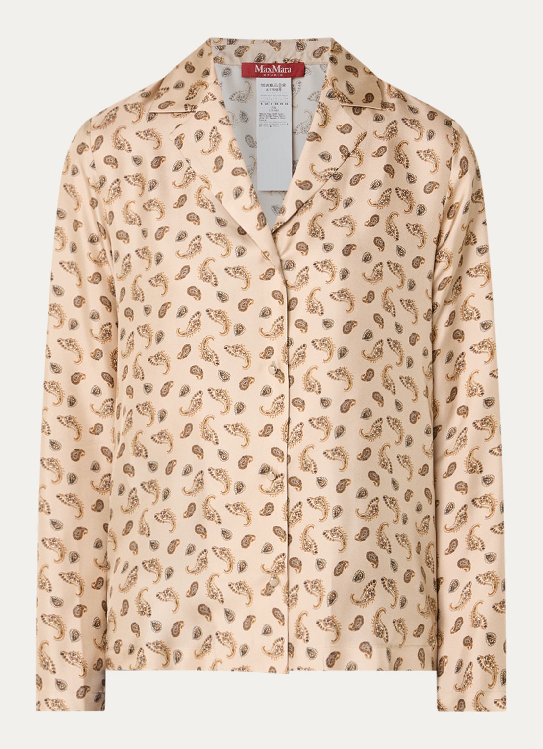 Max Mara Udente blouse van zijde met paisley dessin - voorkant 2 beige