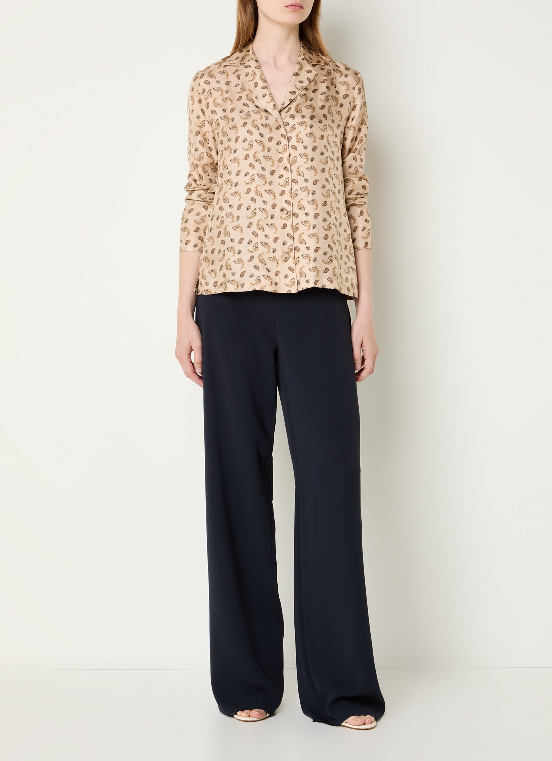Max Mara Udente blouse van zijde met paisley dessin - voorkant 3 beige