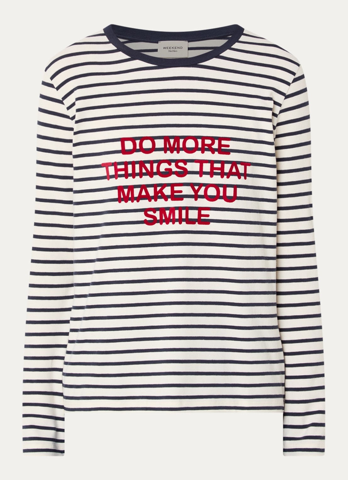 Max Mara Vicino longsleeve met streepprint - voorkant gebroken wit