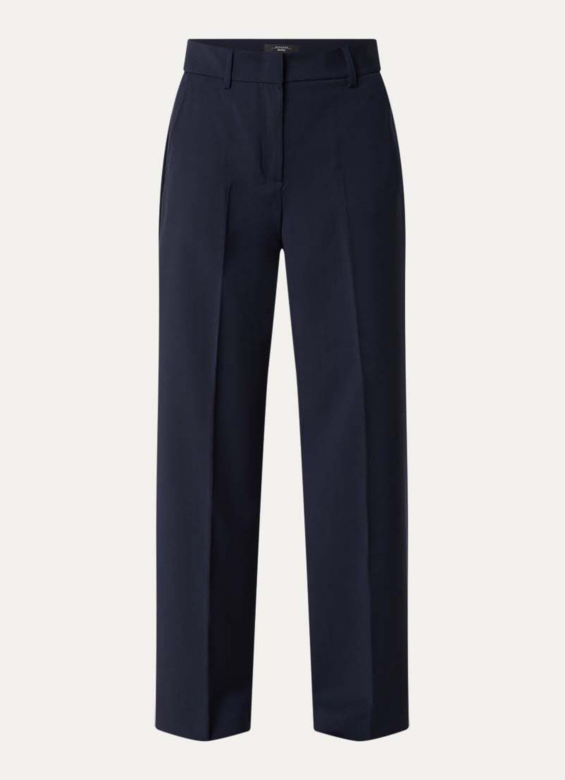 Max Mara Visivo high waist straight fit pantalon van scheerwol - voorkant donkerblauw