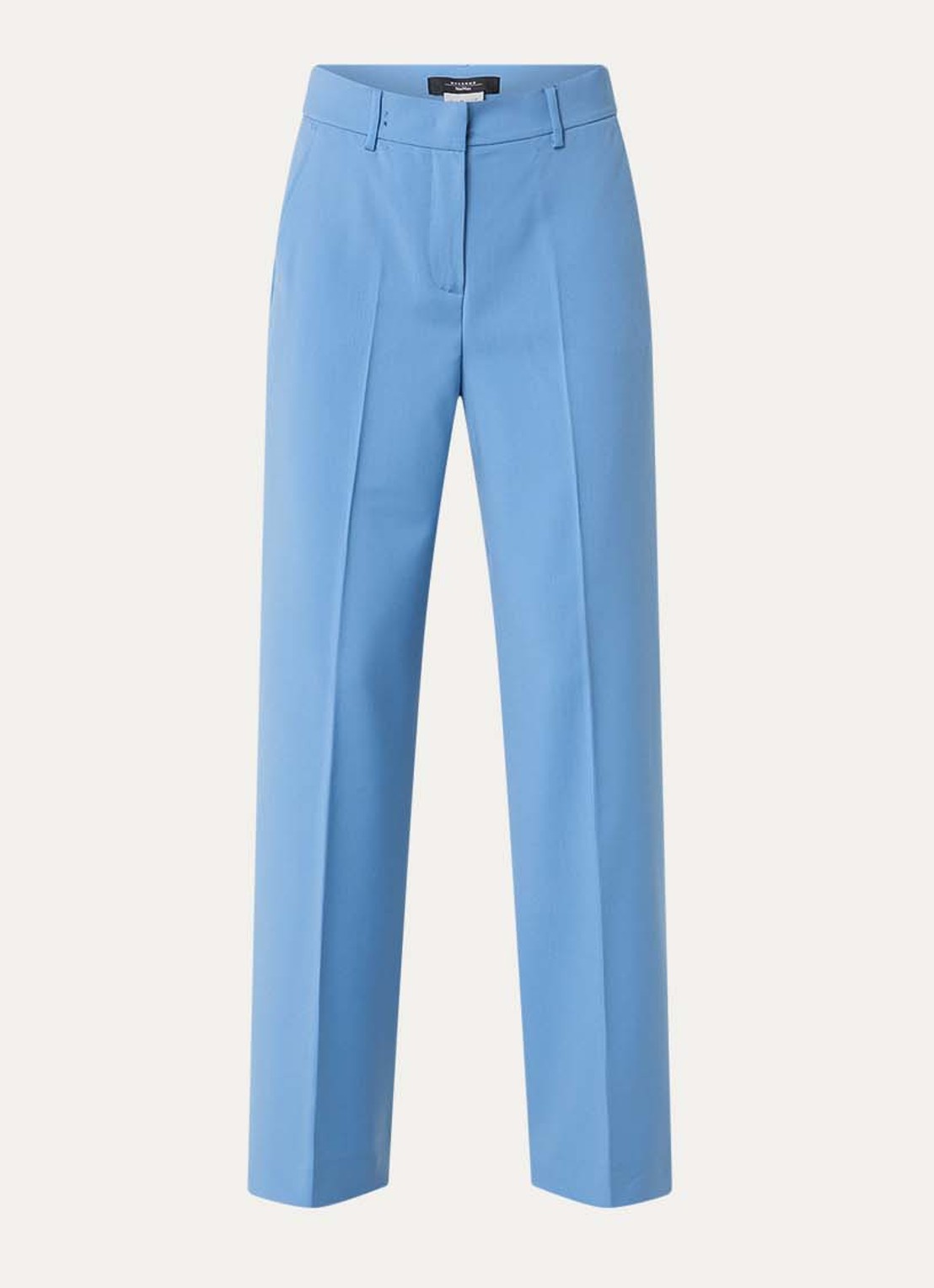 Max Mara Visivo high waist straight fit pantalon van scheerwol - voorkant 3 lichtblauw