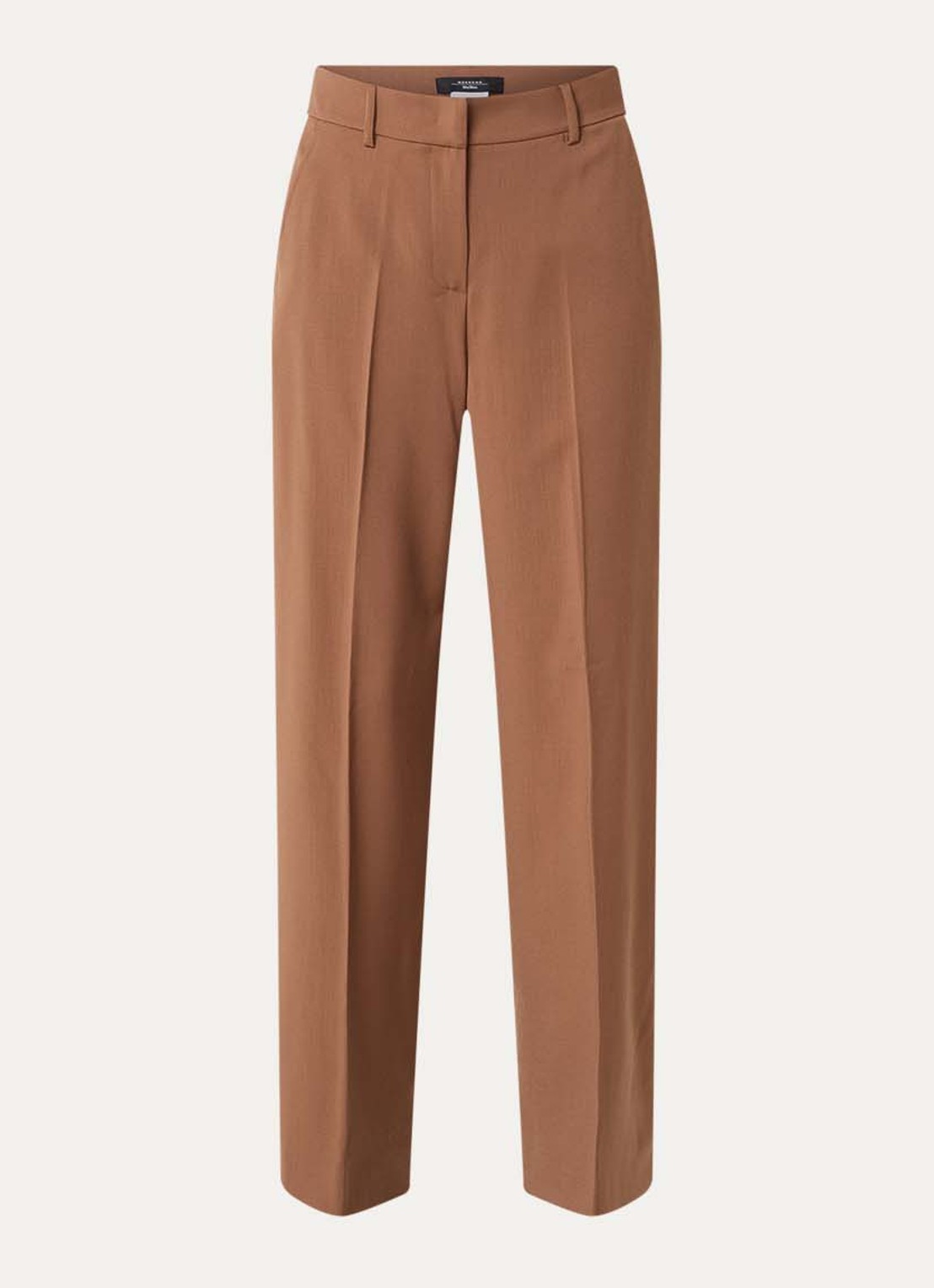 Max Mara Visivo high waist straight fit pantalon van scheerwol - voorkant 3 bruin