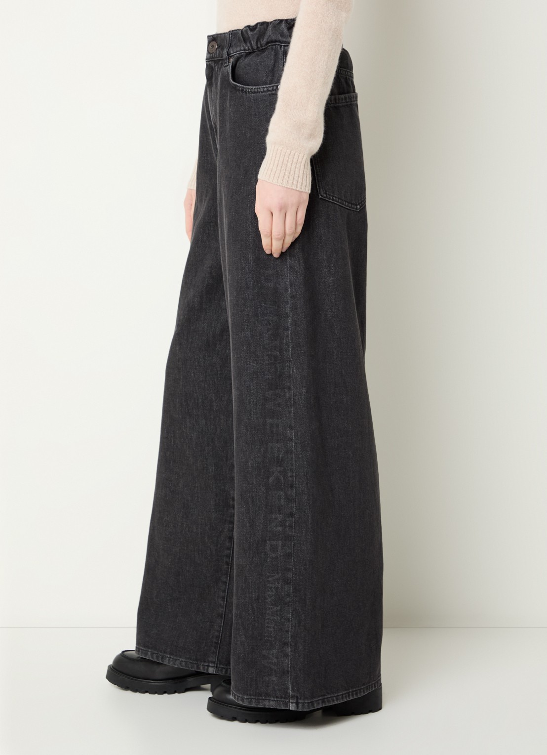 Max Mara Vortice high waist wide leg jeans met gekleurde wassing - detail 3 antraciet