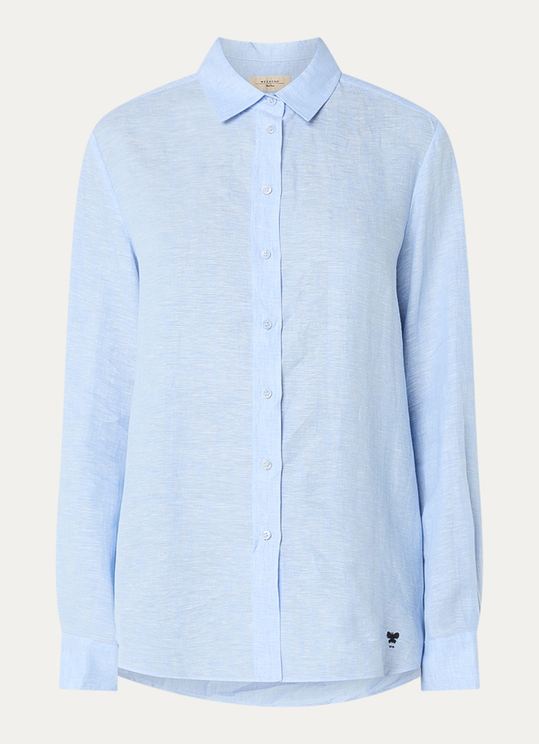 Max Mara Werner blouse van linnen - voorkant 3 lichtblauw