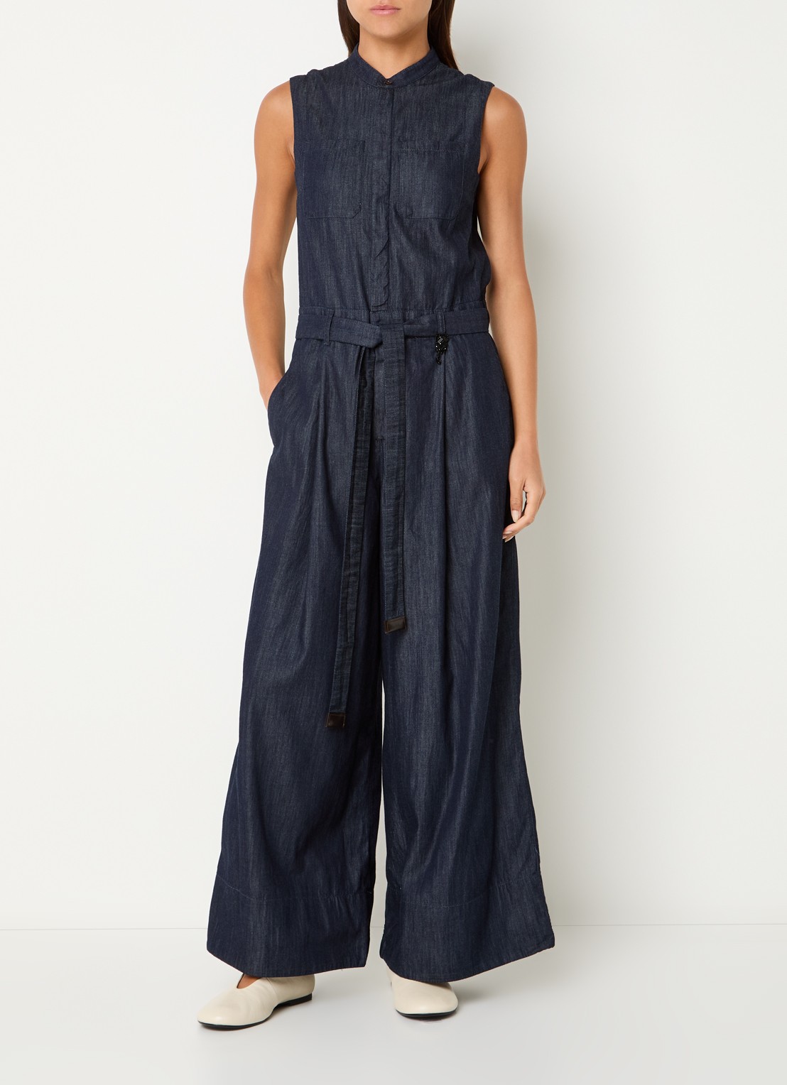 Max Mara Wide fit jumpsuit met steekzakken - detail 4 indigo