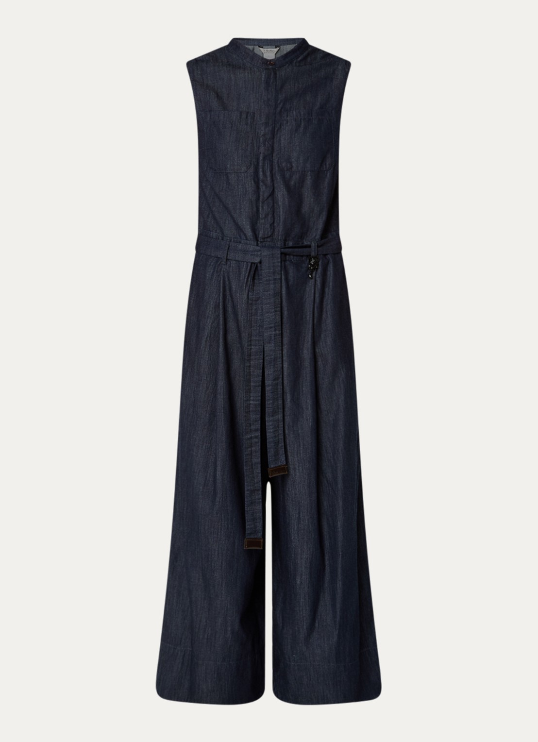 Max Mara Wide fit jumpsuit met steekzakken - voorkant indigo
