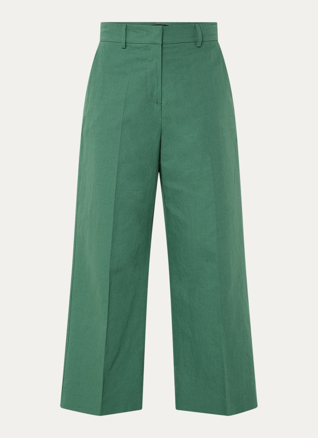 Max Mara Zircone high waist wide fit cropped pantalon in linnenblend - voorkant 2 groen