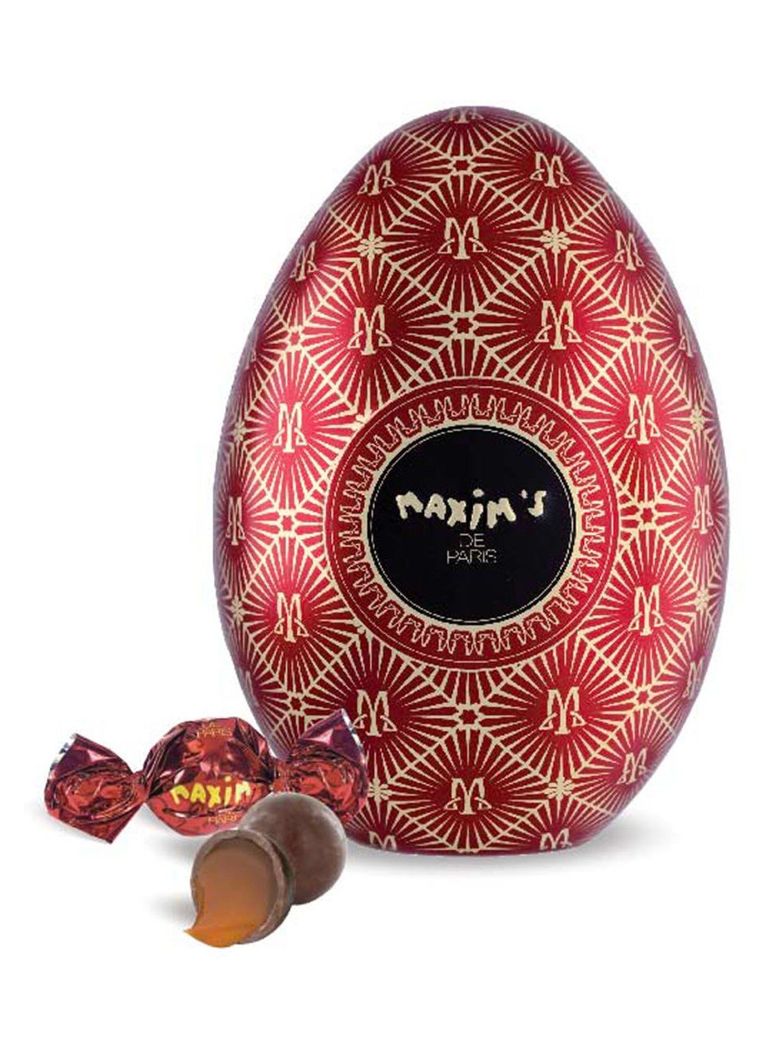Maxim's de Paris Maxim's Red Egg ei met chocolade truffelballetjes 100 gram - voorkant undefined