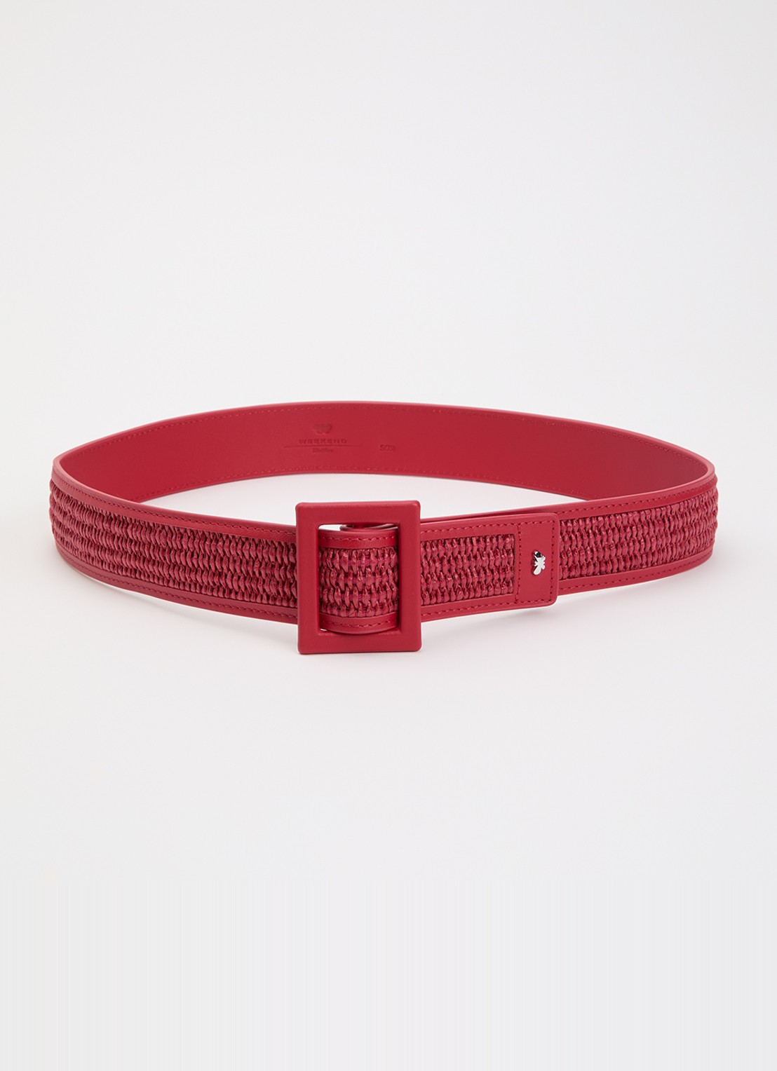 MaxMara Abocca riem met structuur - voorkant 2 cranberryrood