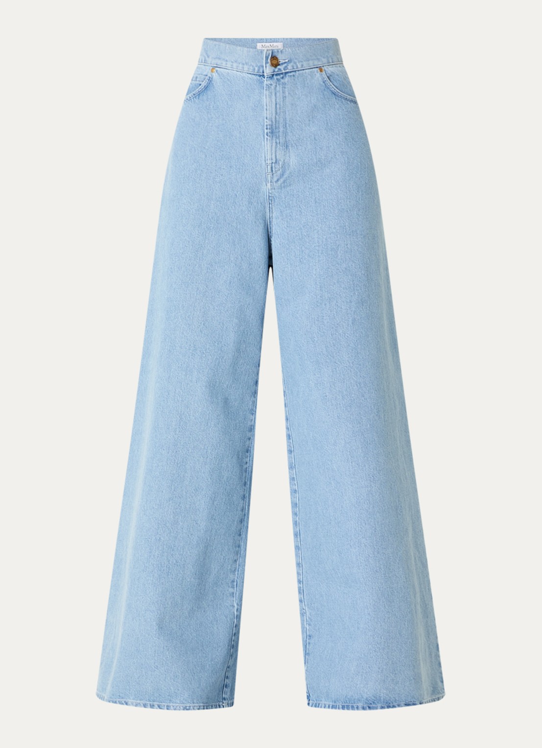 MaxMara Affari high waist wide leg jeans met lichte wassing - voorkant indigo