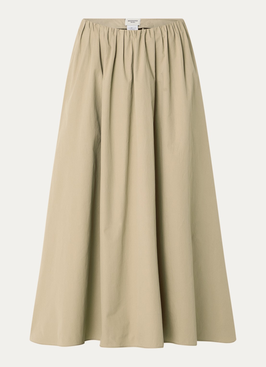 MaxMara Aguzze midi rok met steekzakken - voorkant beige
