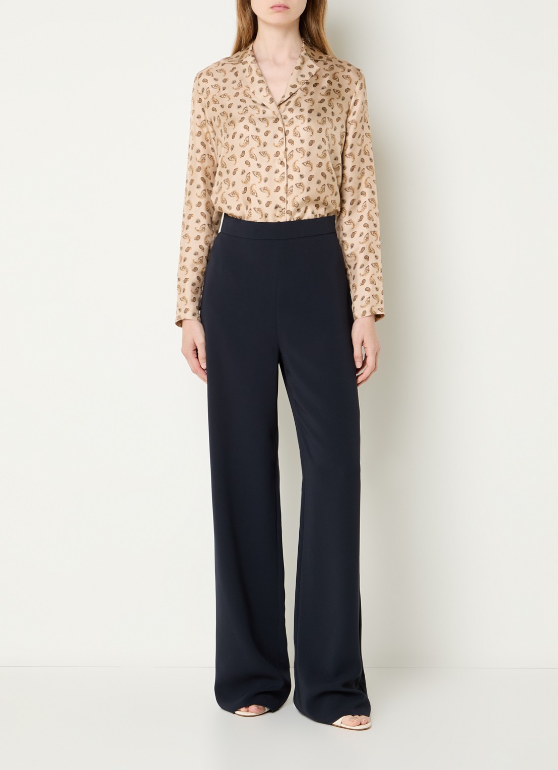 MaxMara Alaggio high waist loose fit pantalon - voorkant 4 donkerblauw